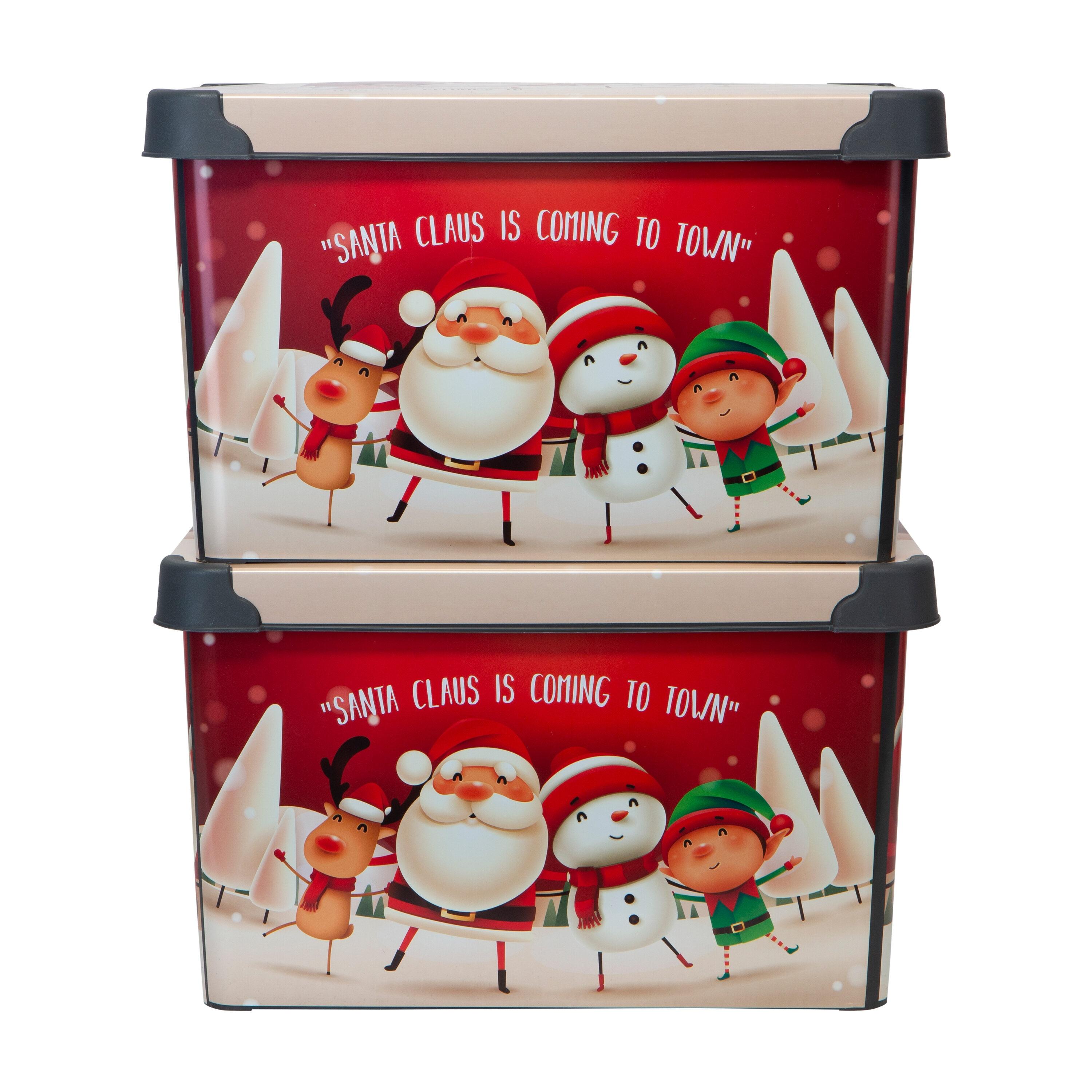 Simplify Santa Clause is Coming to Town Design Plastic Storage Tote