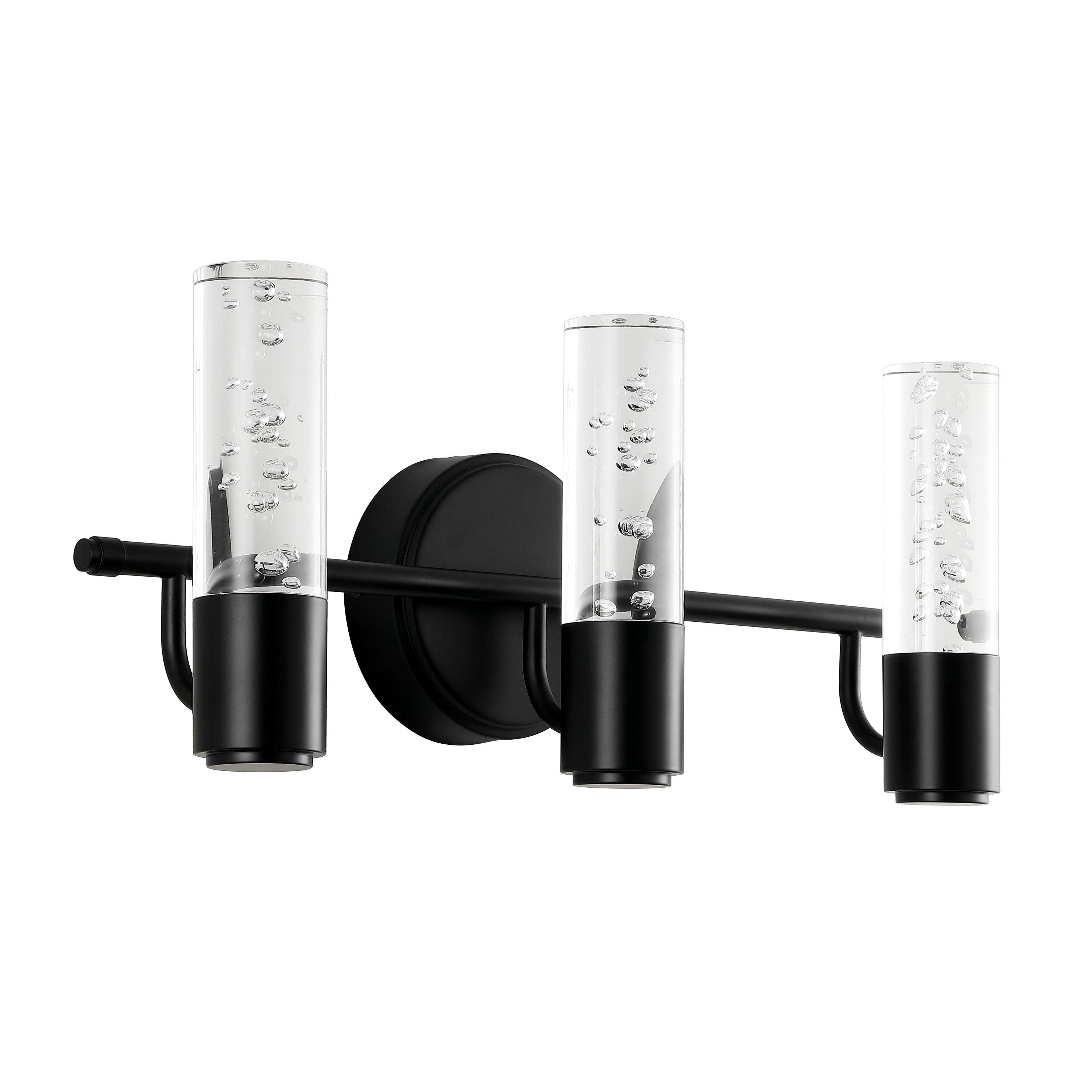 Bolha 18" 3-Light Minimalist Modern Bubble Acrylic/Iron Integrated LED Vanity Light, Black