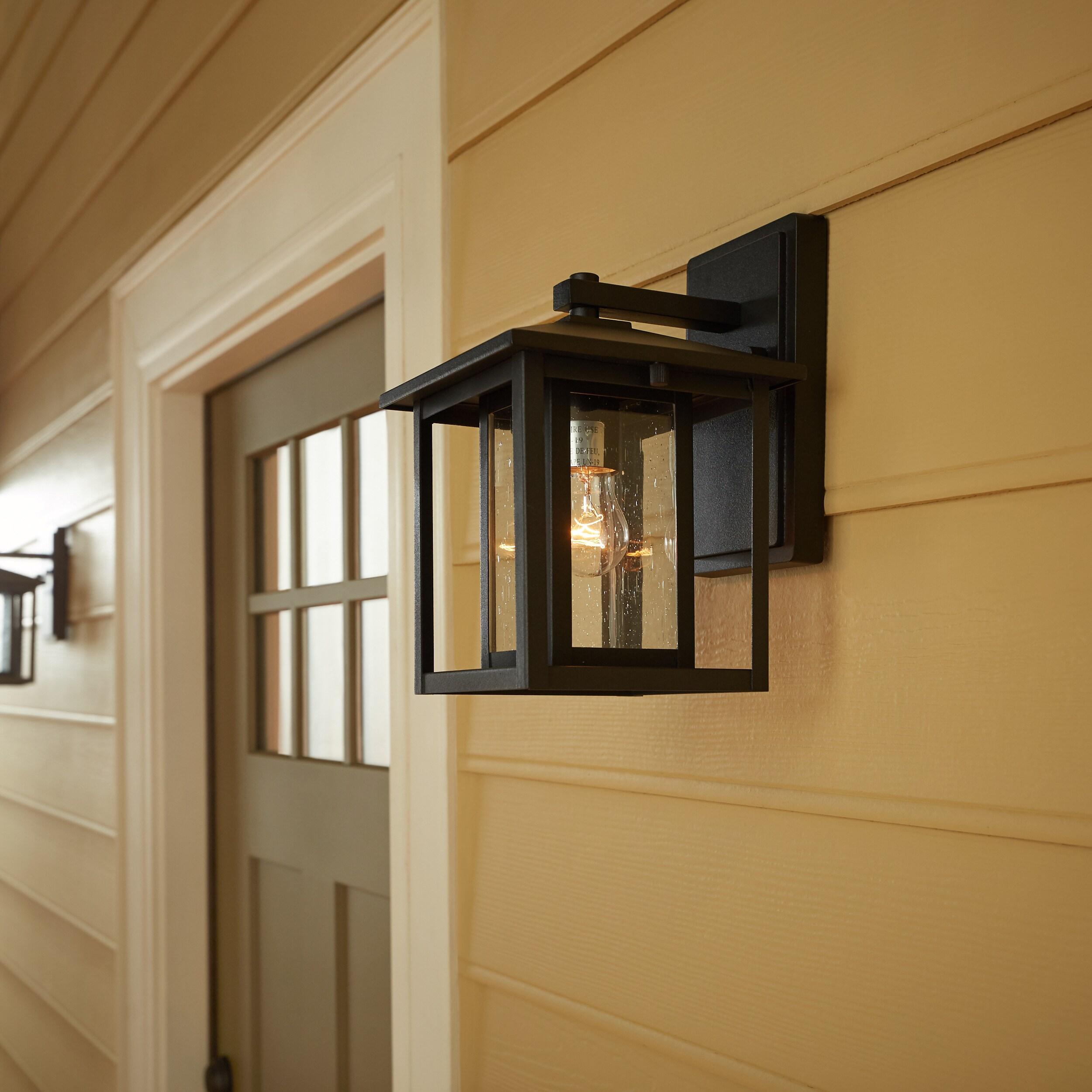Hunnington 1-Light Black Outdoor 11 in. Wall Lantern Sconce