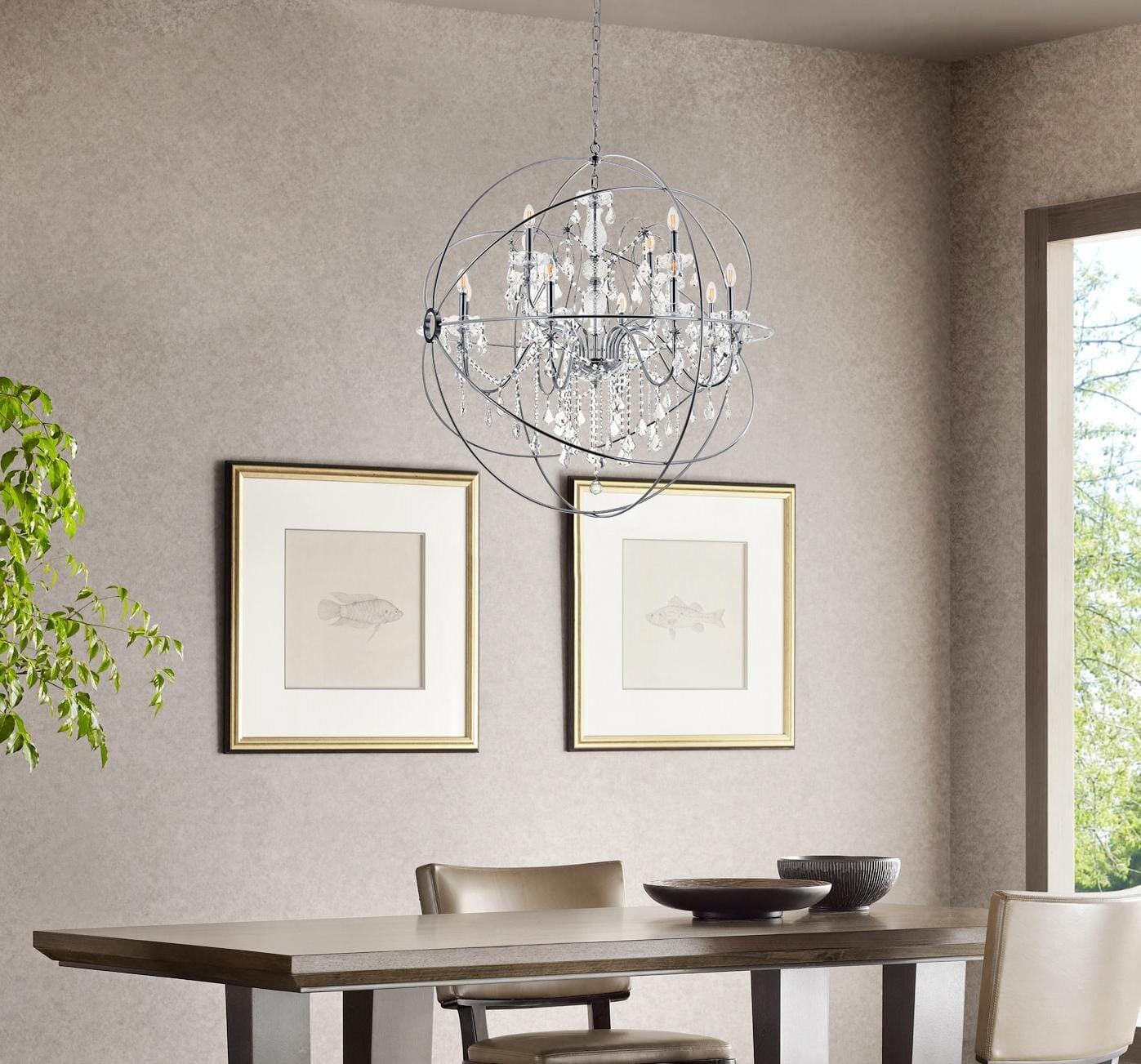 Elegant Decor Home Furnishing 12 -Light Chrome Transitional Globe Large Hanging Pendant light