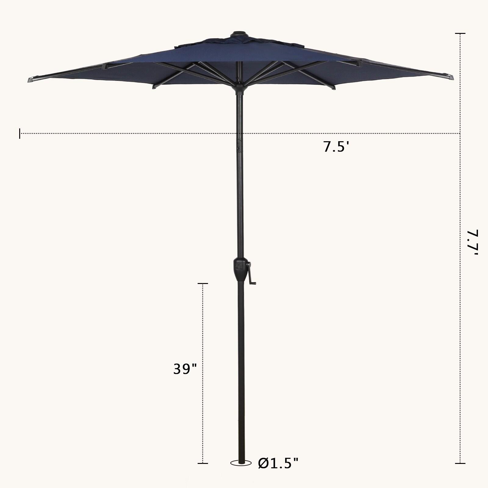 Lyon 7.5 ft Dark Blue Steel Market Patio Umbrella