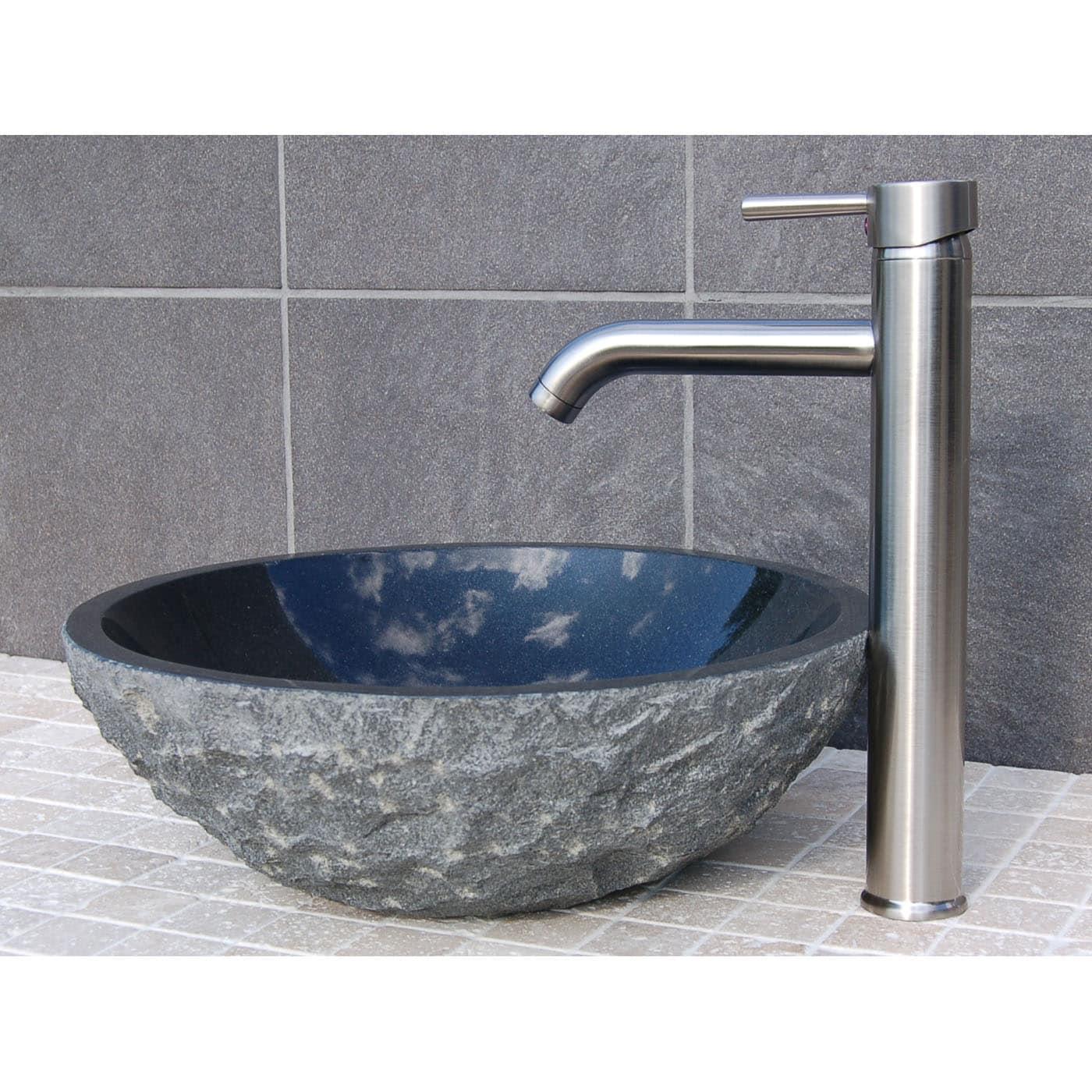 Eden Bath 16.5'' Black/Gray Stone Circular Bathroom Sink