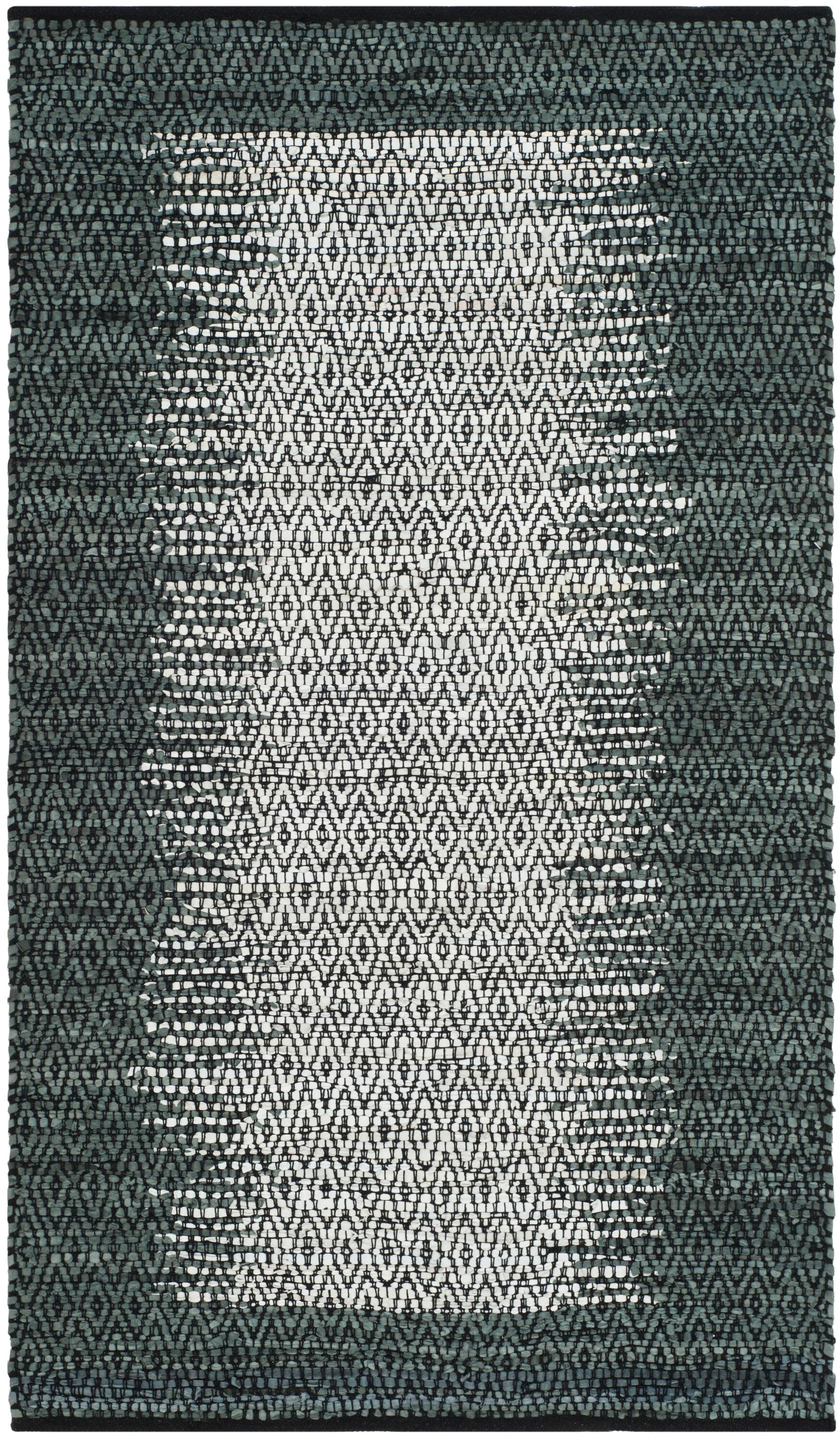 Vintage Leather VTL387 Hand Woven Indoor Accent Rug - Light Grey/Charcoal - 3'x5' - Safavieh.
