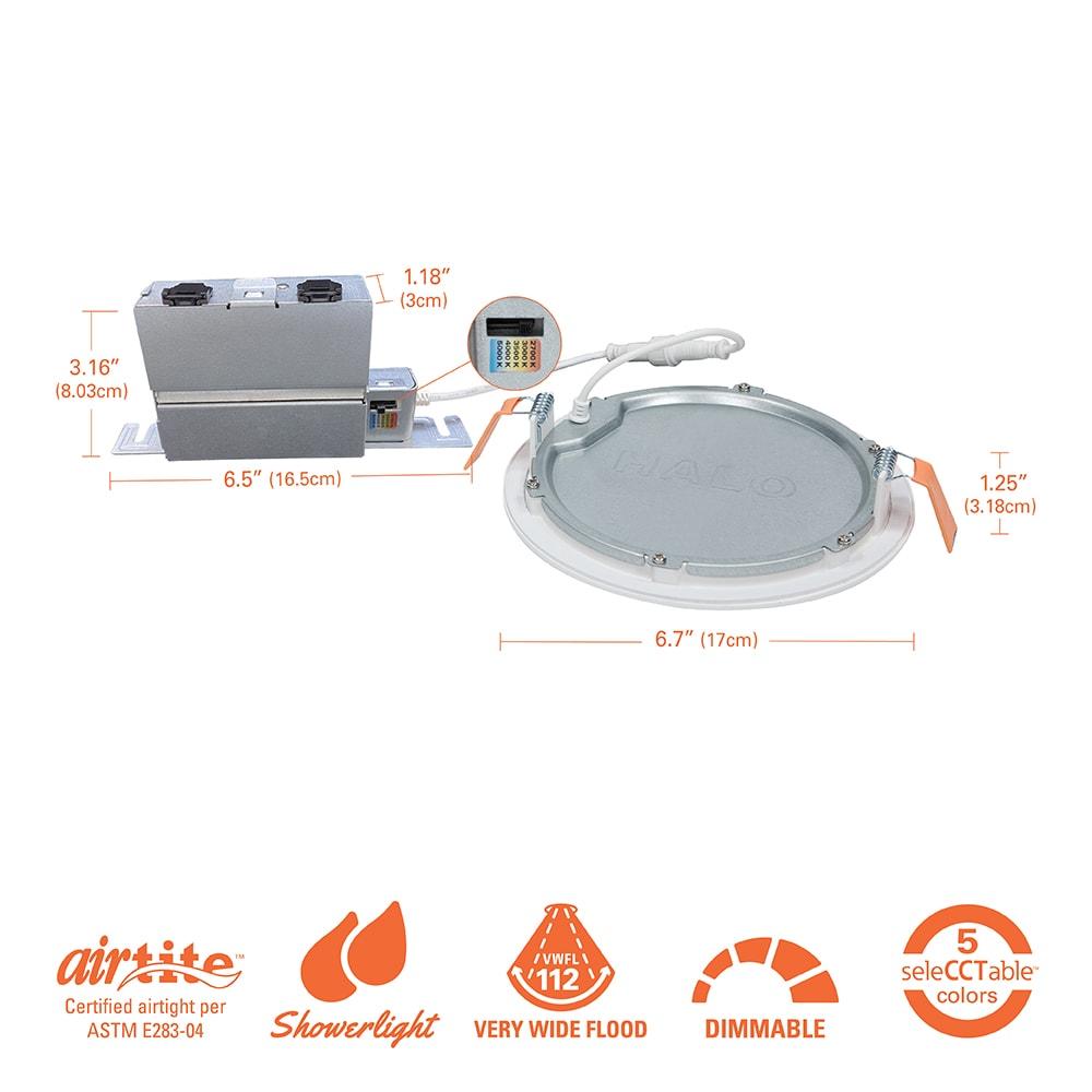 HALO 6 in. Adjustable CCT Canless IC Rated Dimmable Indoor, Outdoor Integrated LED Recessed Light Kit 6PK