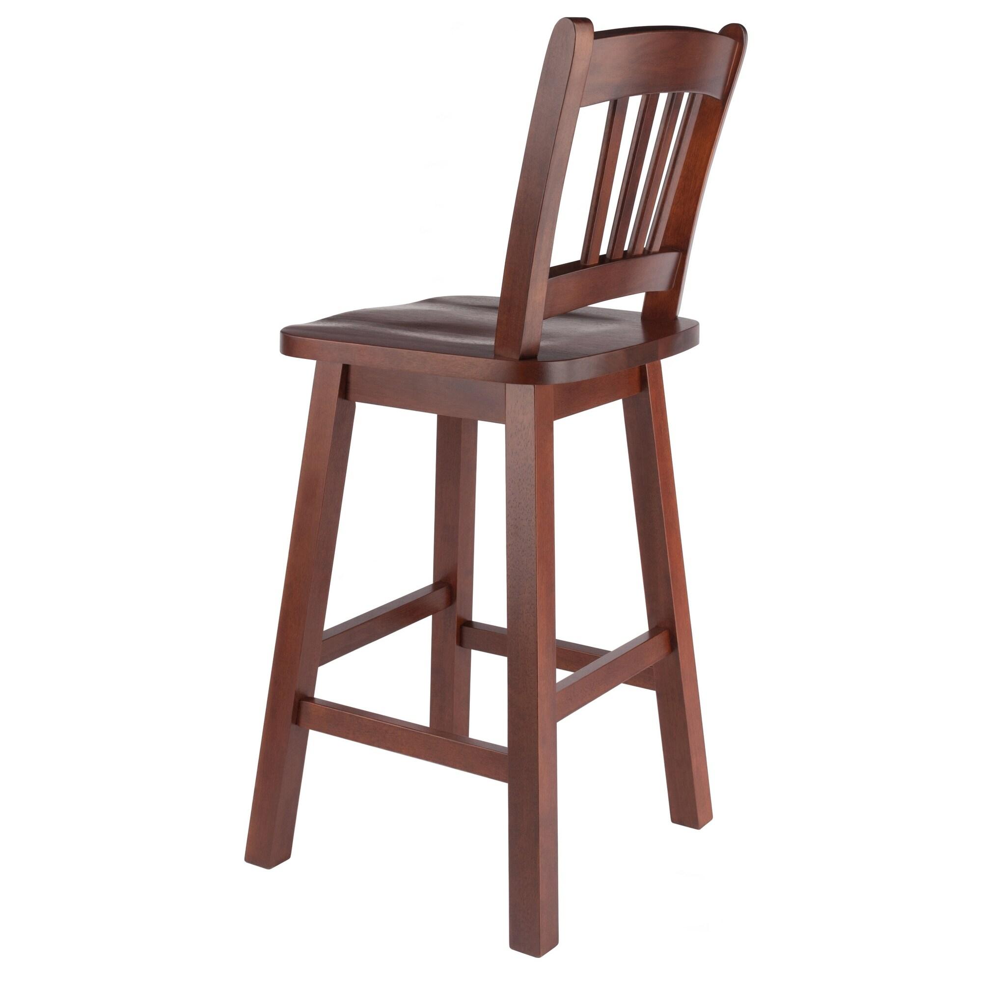 Fina Swivel Seat Counter Height Barstool Walnut - Winsome: Transitional Style, Wood Frame, Fixed 24.57" Seat Height