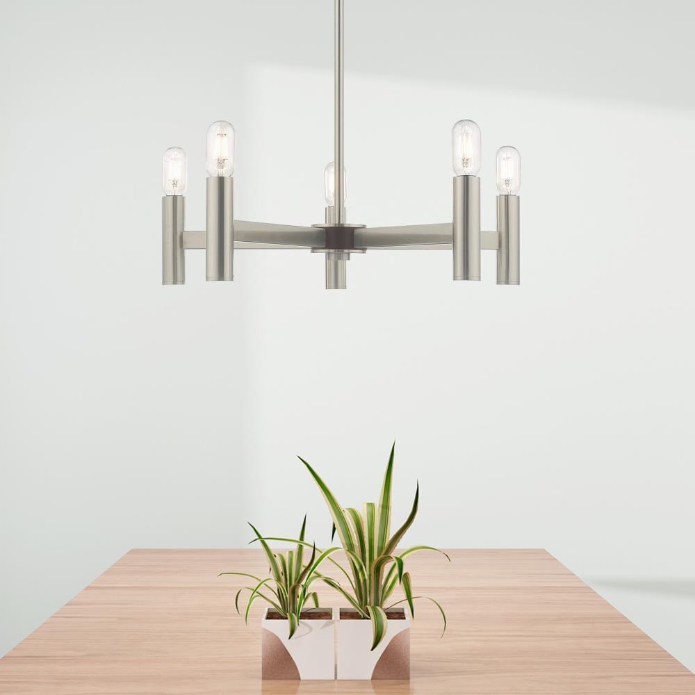 Copenhagen Industrial Chic 5-Light Brushed Nickel Chandelier