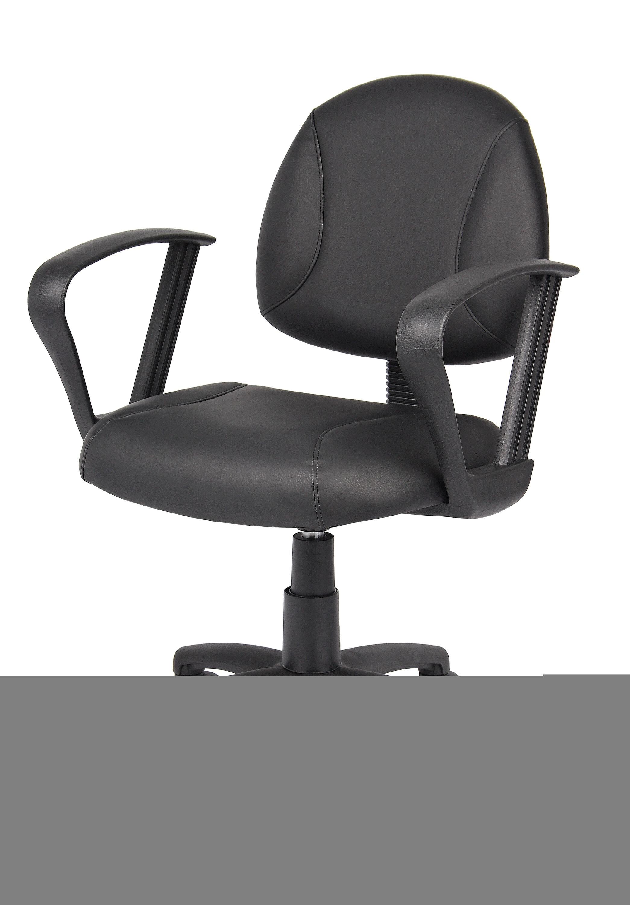 Posture Chair with Loop Arms Black - Boss Office Products: LeatherPlus, Lumbar Support, Adjustable Height