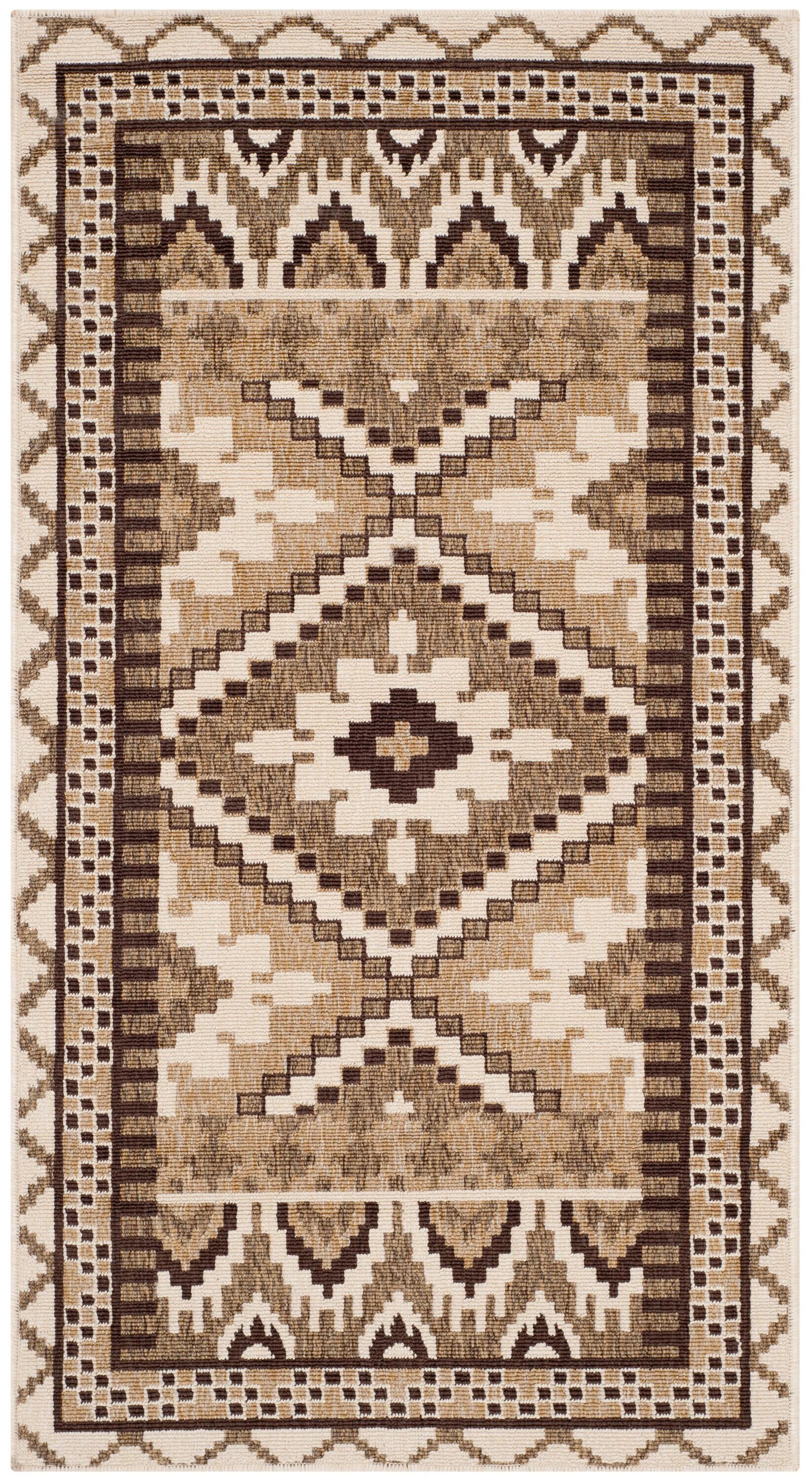 Veranda VER096 Power Loomed Indoor and Outdoor Accent Rug - Creme/Brown - 2'7"x5' - Safavieh.
