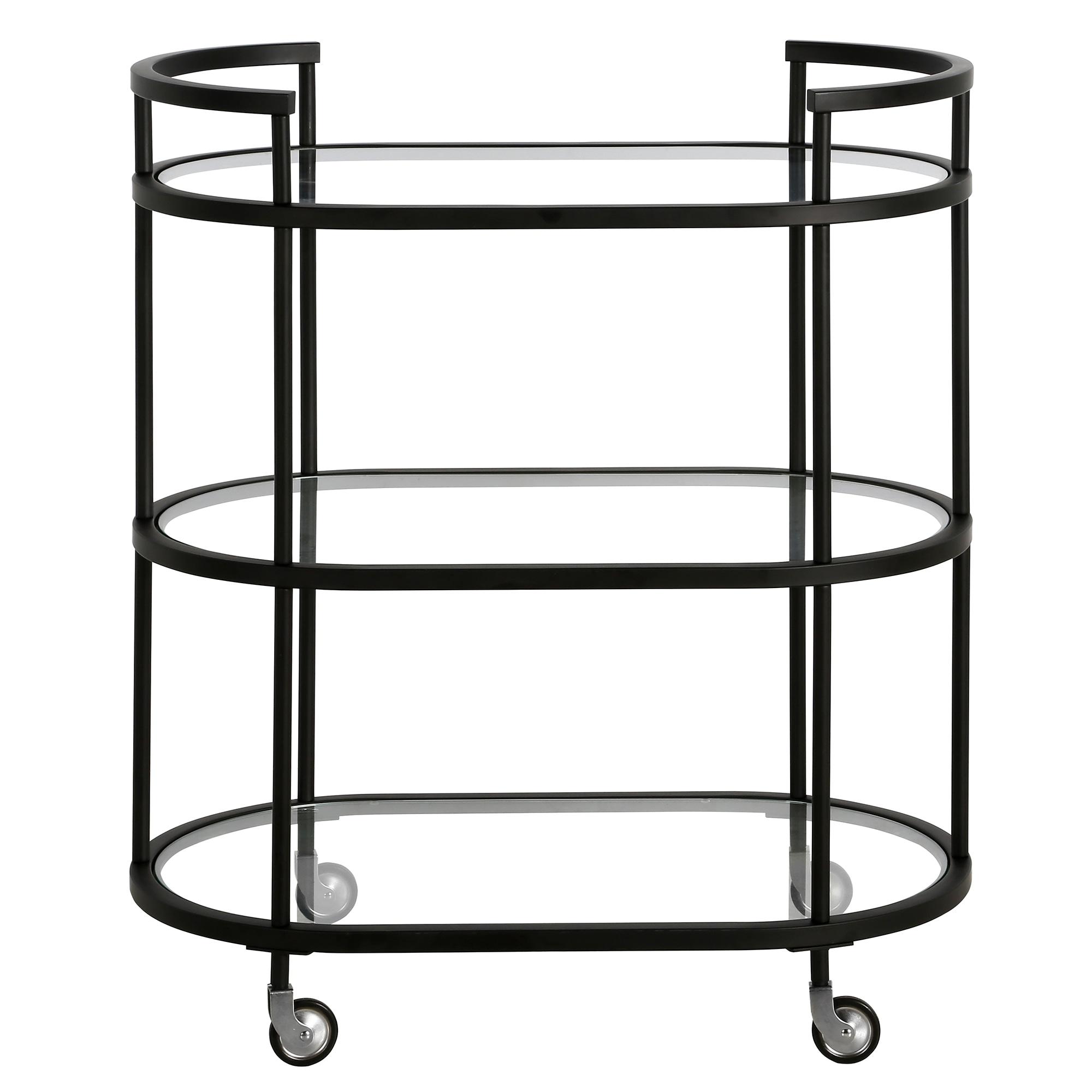 Henn&Hart 30" Blackened Bronze Metal/Glass Bar Cart