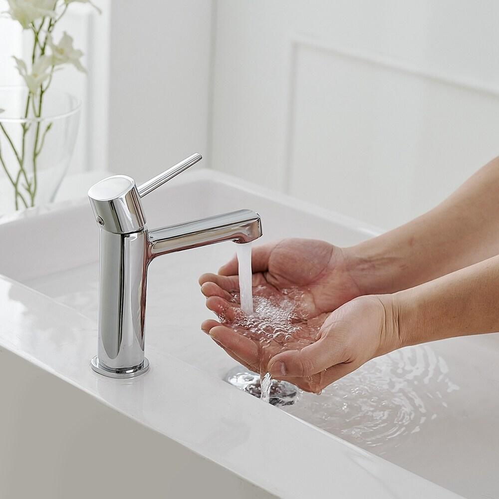 BWE Single Handle Single Hole Modern Bathroom Faucet Bathroom Drip-Free Vanity Sink Faucet