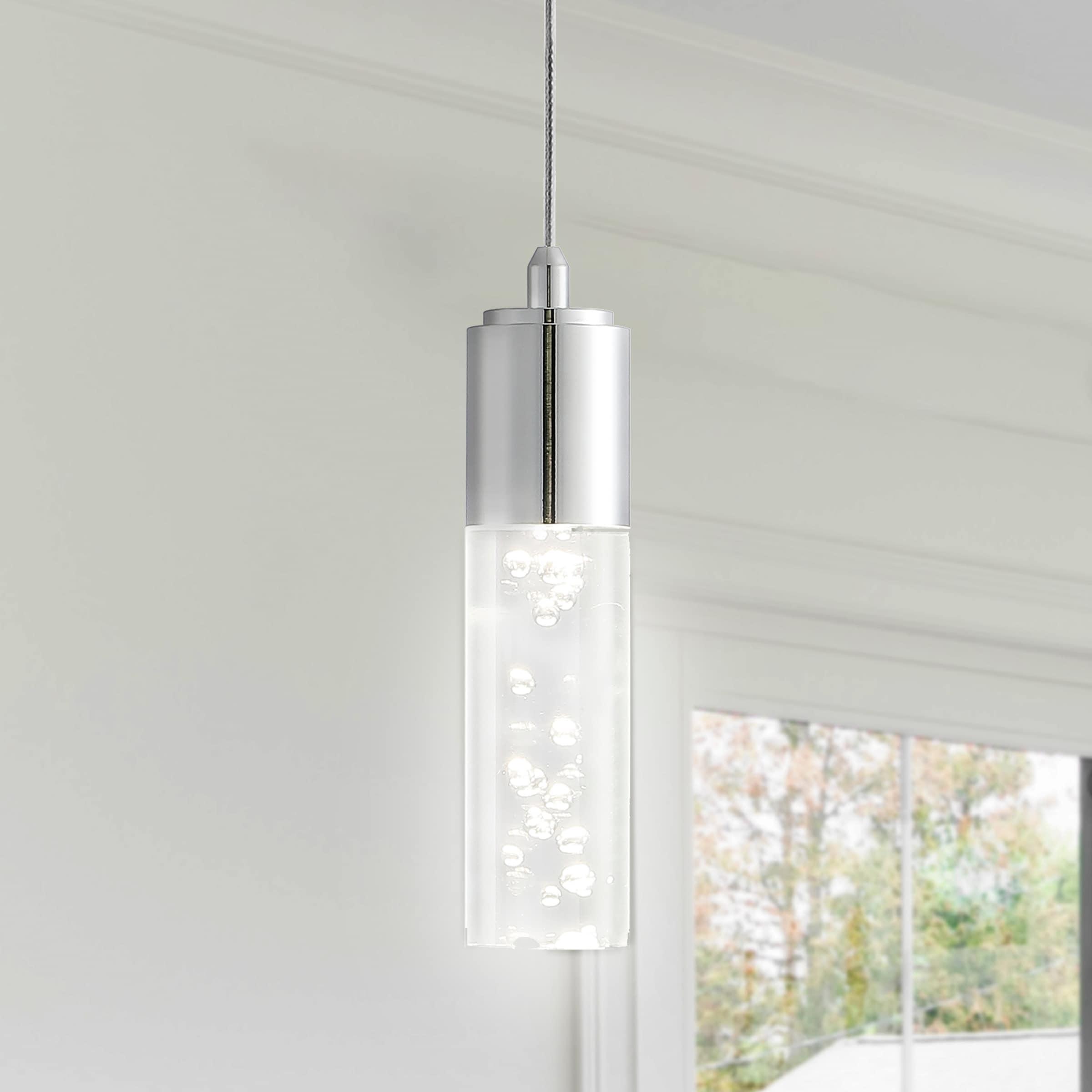 Bolha 4.75" 1-Light Bubble Acrylic/Iron Modern Minimalist Integrated LED Pendant, Chrome