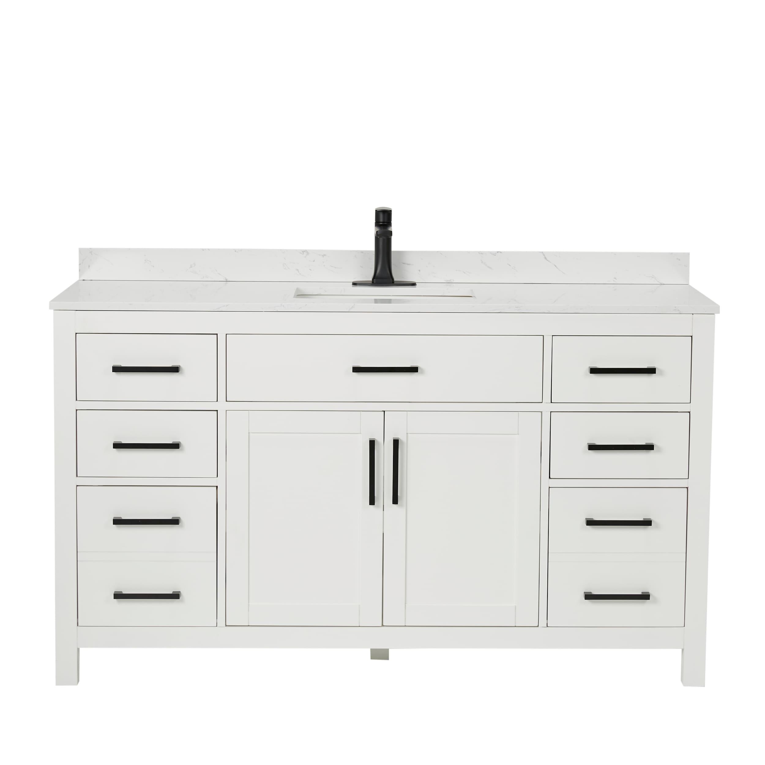 Beckett 60" Freestanding Single Bathroom Vanity with Cultured Marble Top