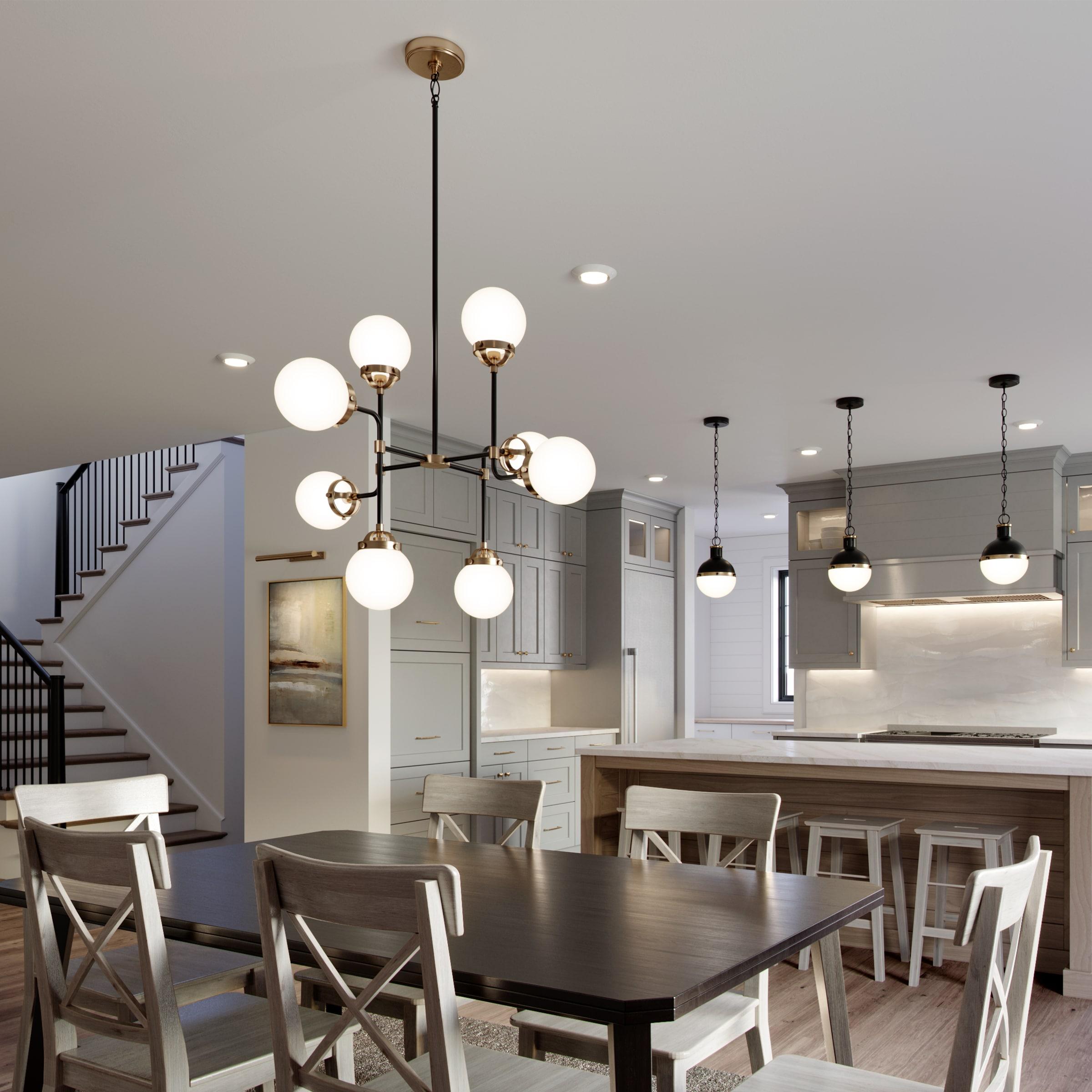 Generation Lighting Cafe 8 -Light Satin Brass Modern/contemporary For Use in Dining Rooms, Foyers, Kitchens, Chandelier