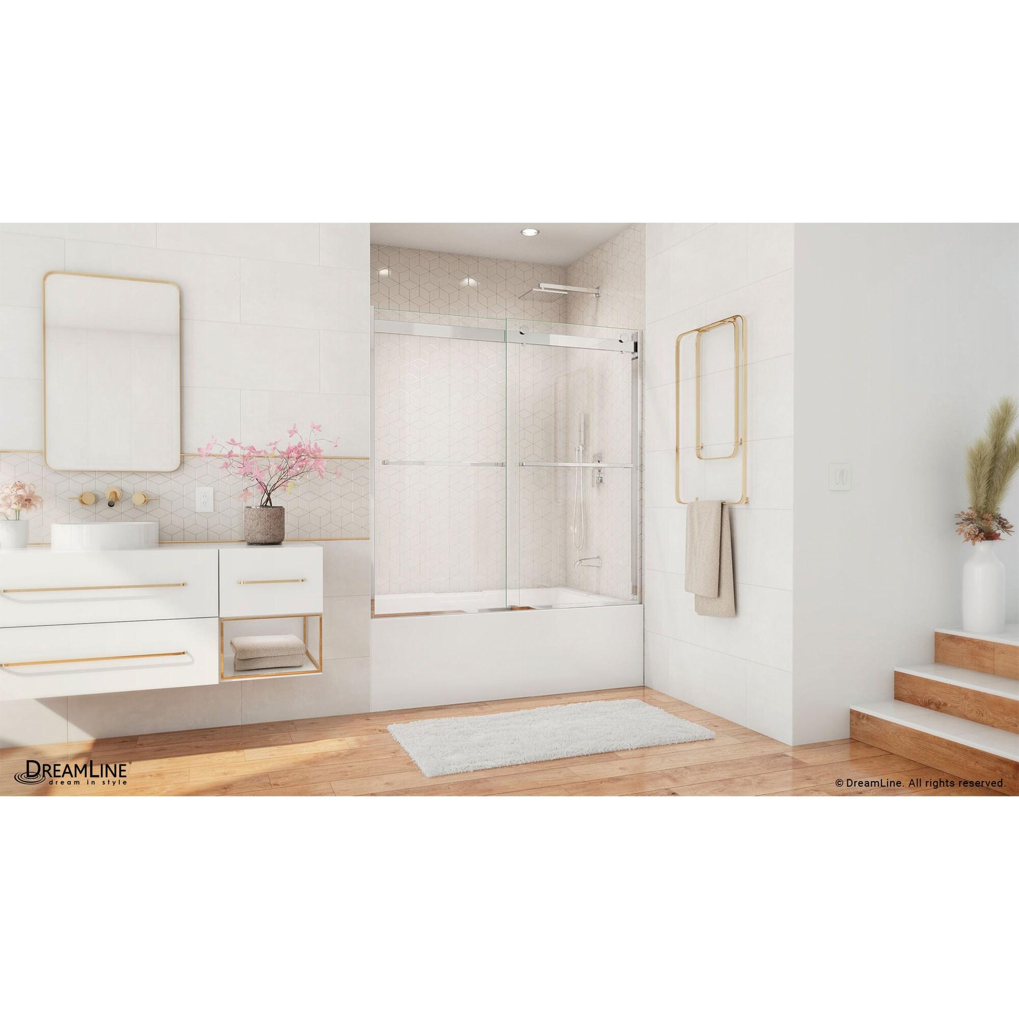 Essence 56" W x 60" H Reversible Frameless Tub Door with ClearMax™ Technology