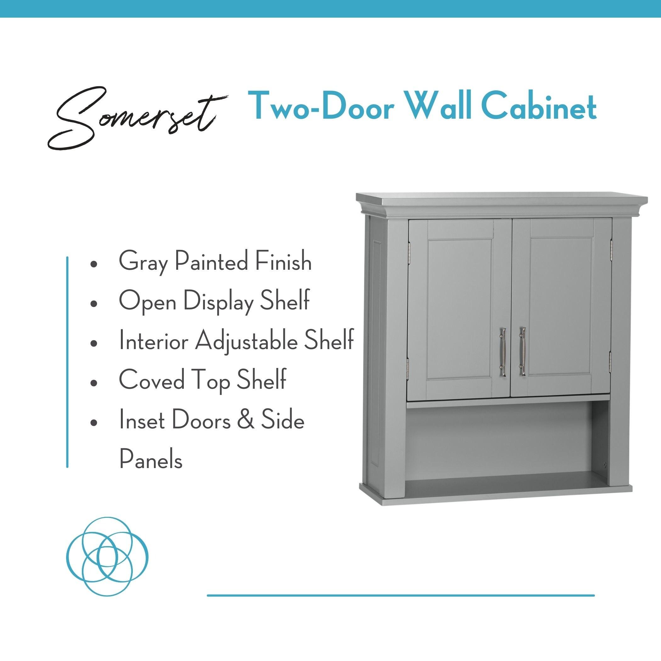RiverRidge Home RiverRidge Somerset Two-Door Bathroom and Laundry Wall Mount Storage Medicine Cabinet with Open and Adjustable Shelf