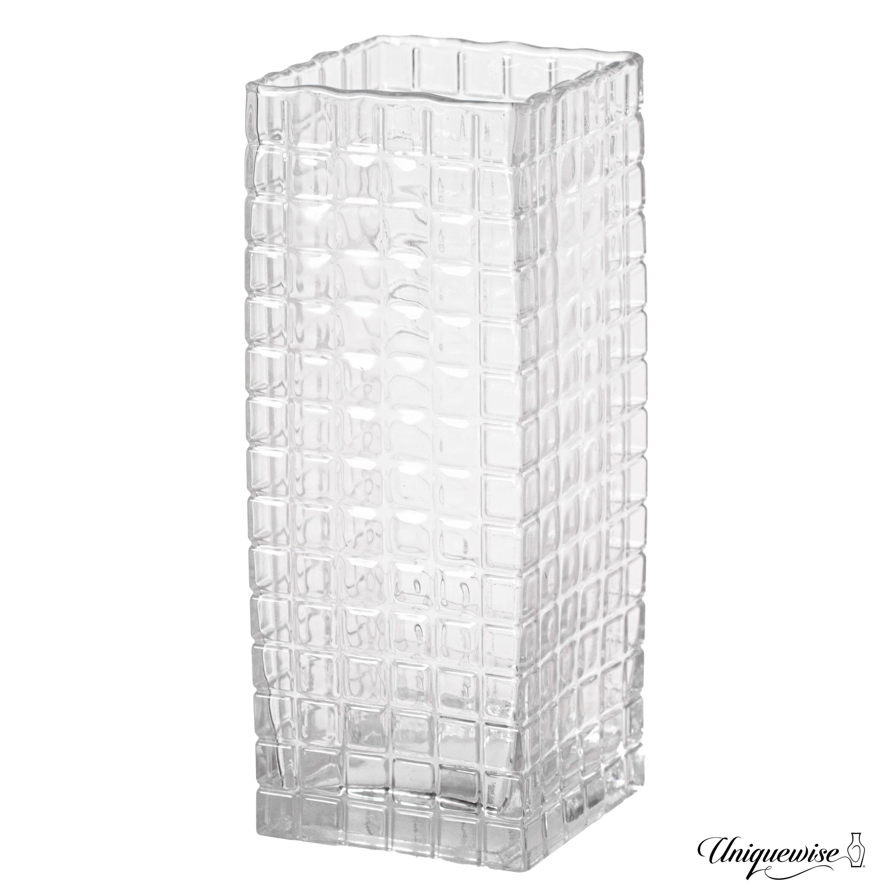 Uniquewise Set Of 10 And 12-Inch Square Frosted Gray Glass Table Vases - A Timeless Centerpiece For Dining Tables, Living Rooms, Bedrooms, Hotel Reception Areas And Conference Rooms, Ideal For Wedding Decor
