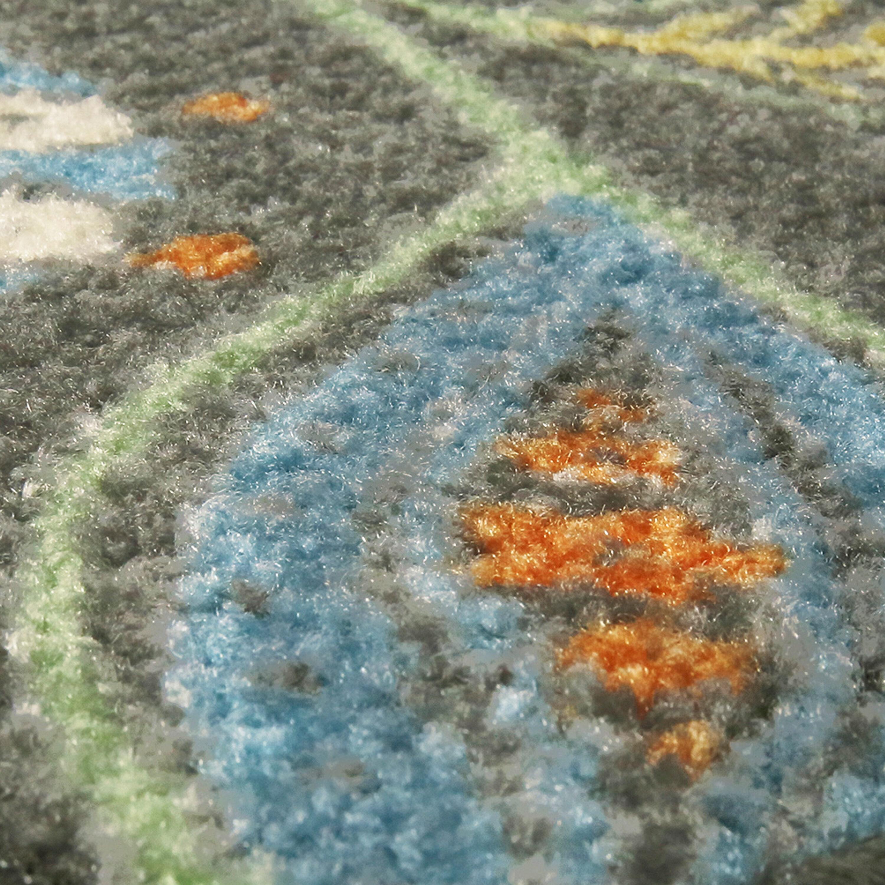 Gray Floral Tufted Washable Accent Rug