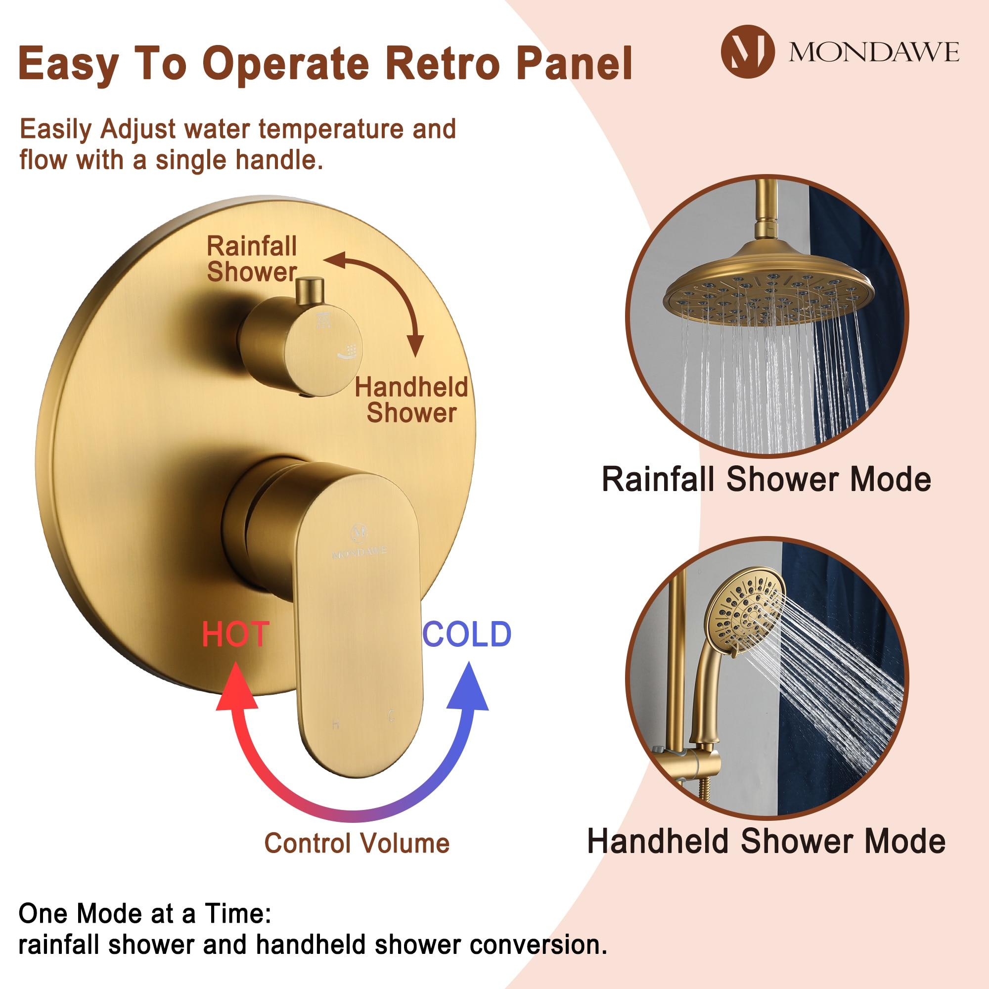 mondawe Calliope Wall Mounted 2-Function Retro Pressure-Balanced Shower System with 3 Setting Handheld MD-A3815-BG