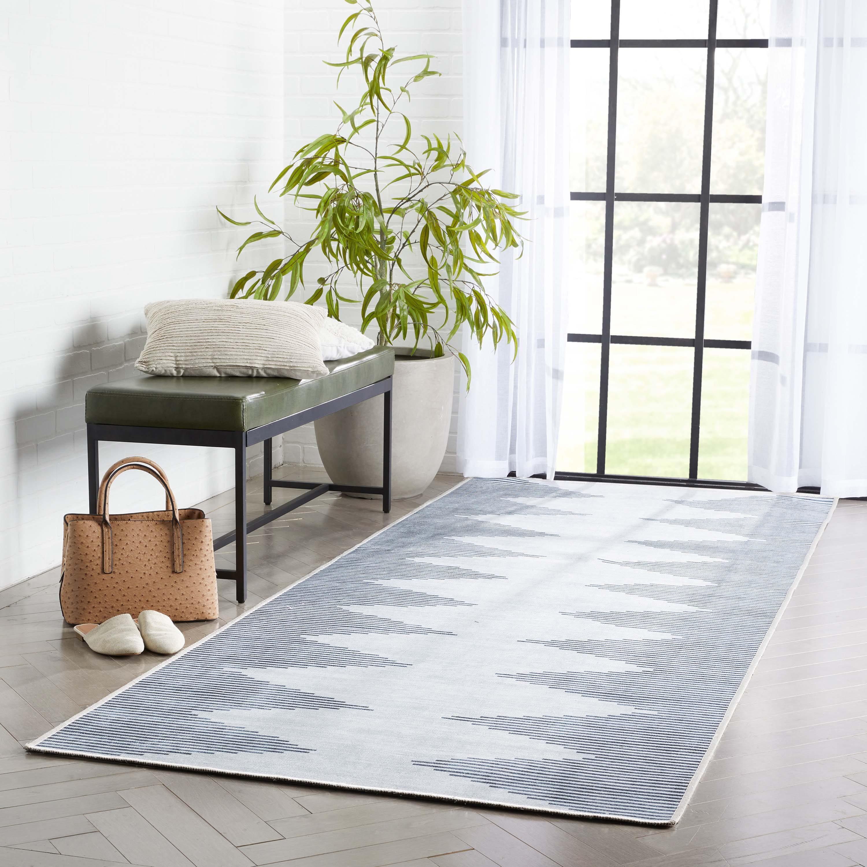 Trinx Kehr Bree Moroccan Diamond Stripes Ivory Grey Area Flat-Weave Rug