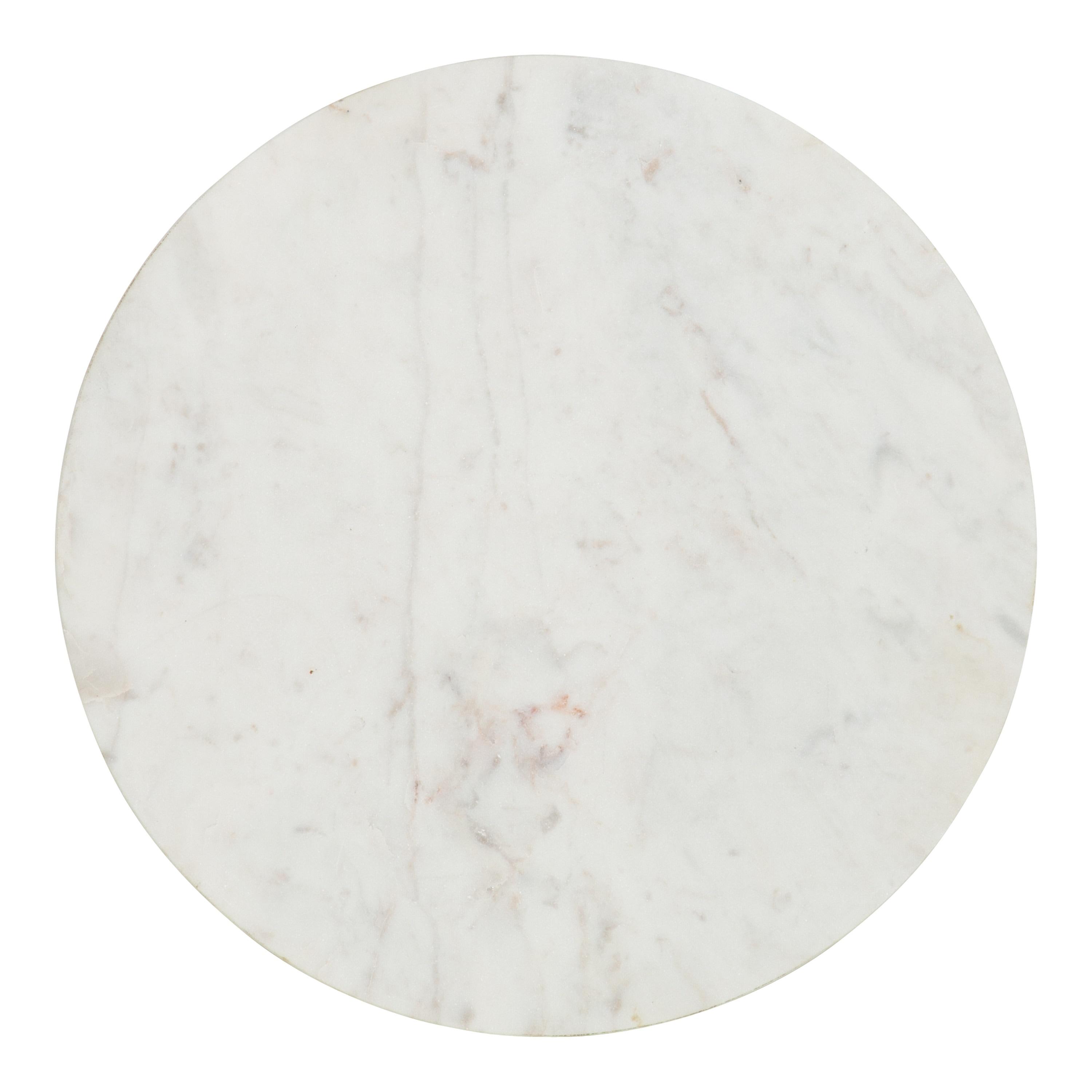 Kate and Laurel Rumsen Round Marble Side Table, 16x16x21, Walnut Brown