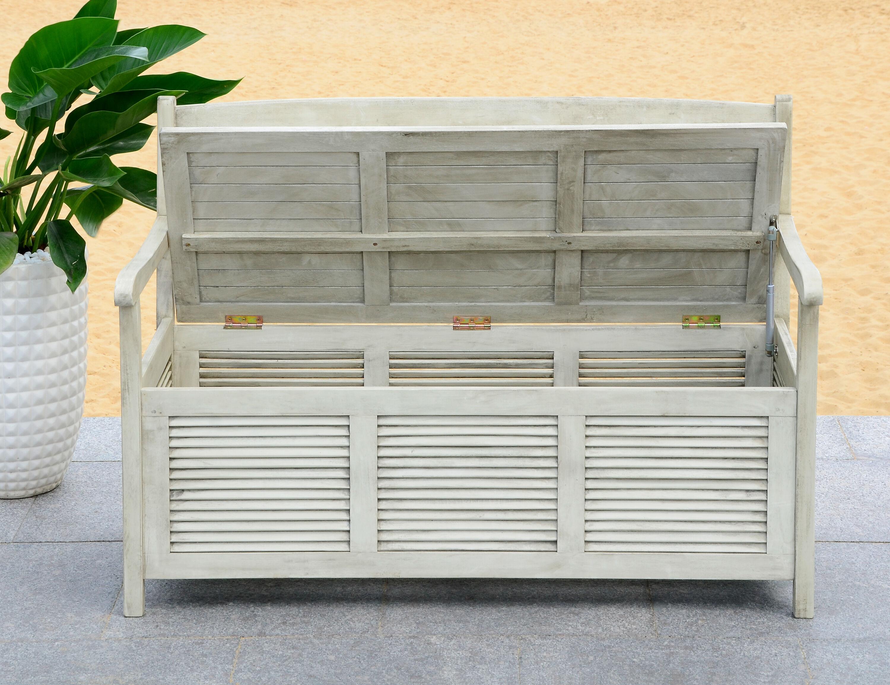 Brisbane Bench - Outdoor - PAT7017 - Distressed/White - Safavieh