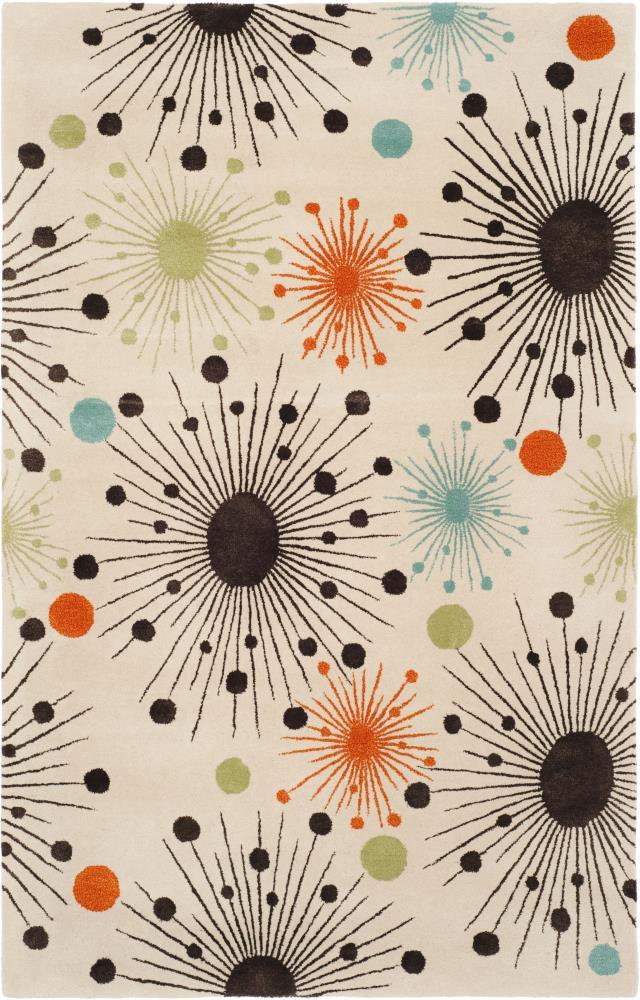 SAFAVIEH Soho Danielle Fire Works Wool Area Rug, Ivory/Multi, 5' x 8'