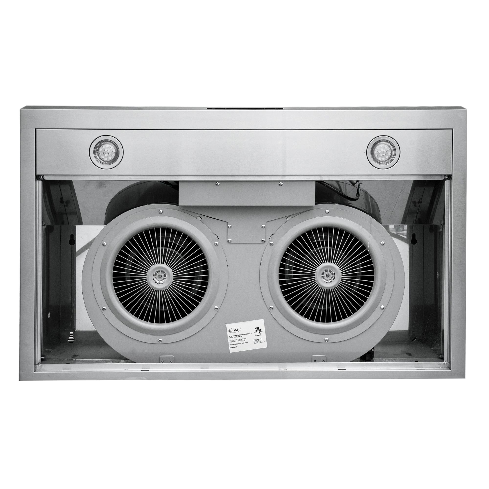 Cosmo 36 in. Haven Collection Ducted Under Cabinet Range Hood, Touch Controls, LED Lights, Permanent Filters, Stainless Steel