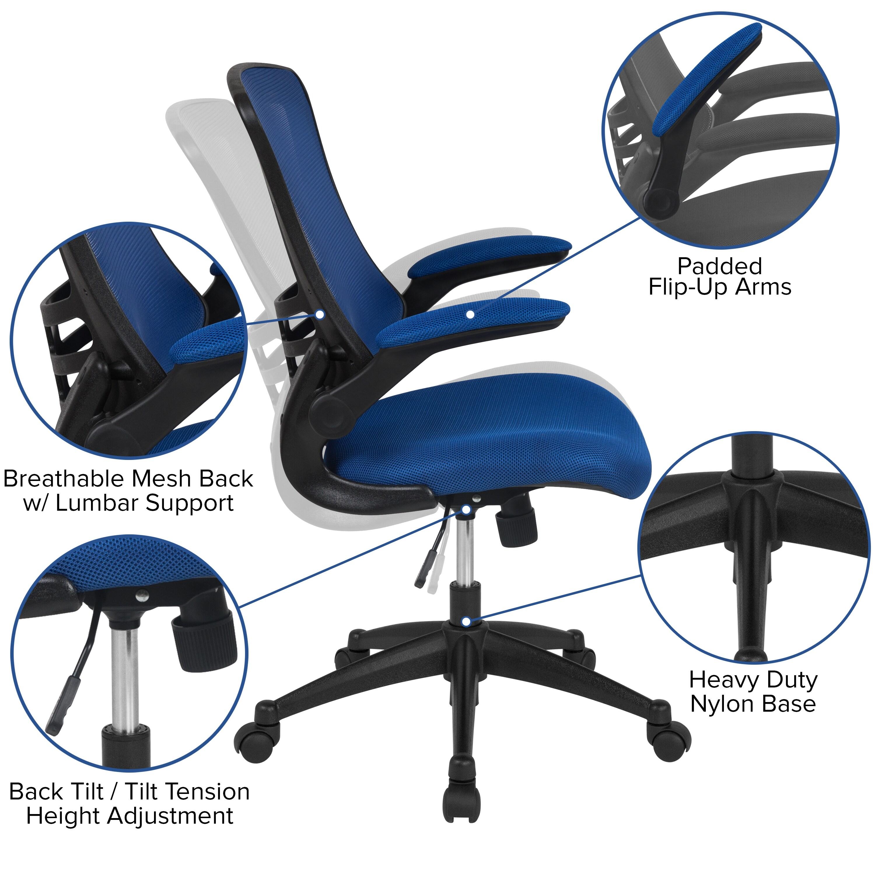 Jayetta Mid-Back Mesh Swivel Ergonomic Office Chair with Flip-Up Arms