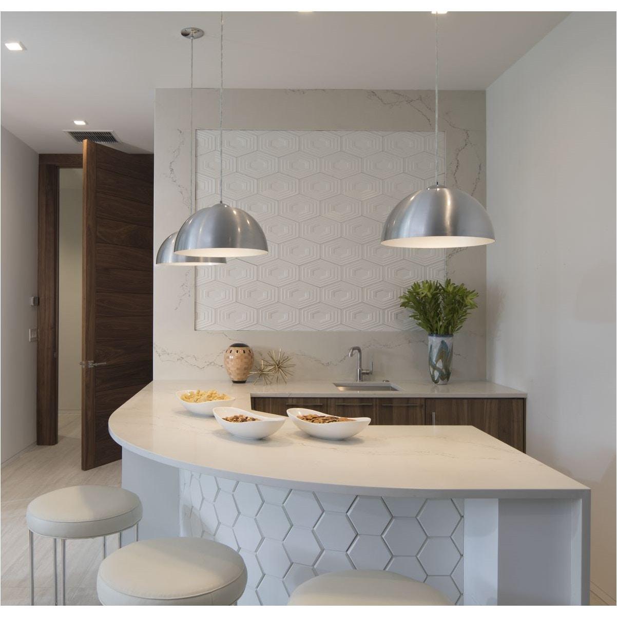 Progress Lighting Perimeter 1-Light Pendant, Brushed Nickel, White Interior Shade: Iconic modern design for kitchens and breakfast nooks.