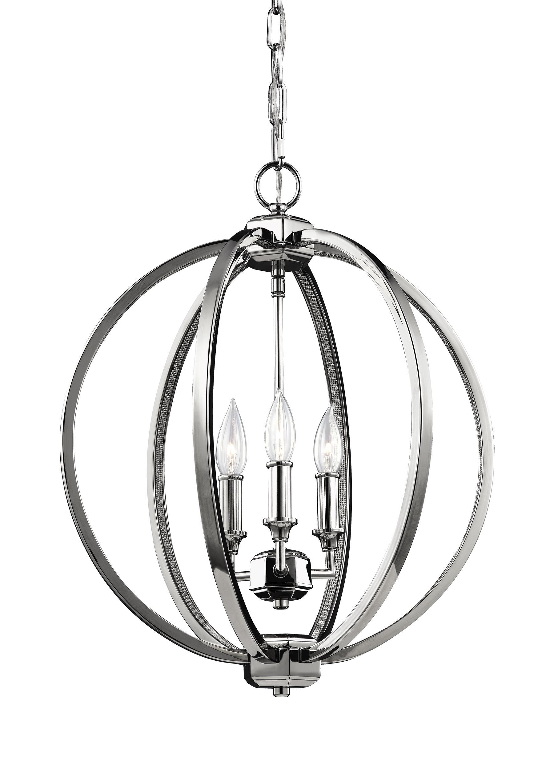 Corinne Polished Nickel 3-Light Crystal Globe Pendant