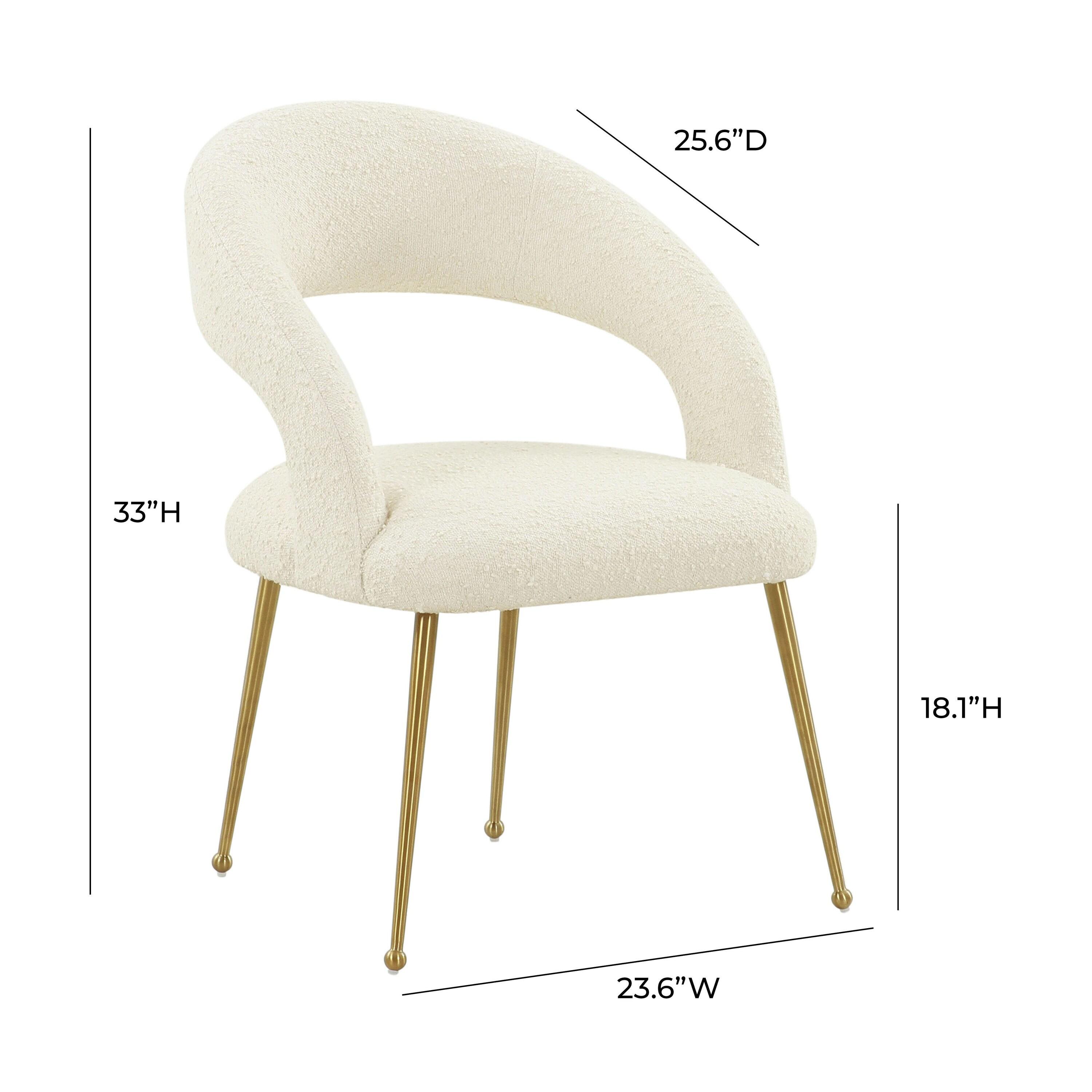 Rocco Performance Boucle Dining Chair Cream 23.6"W x 25"D x 33"H