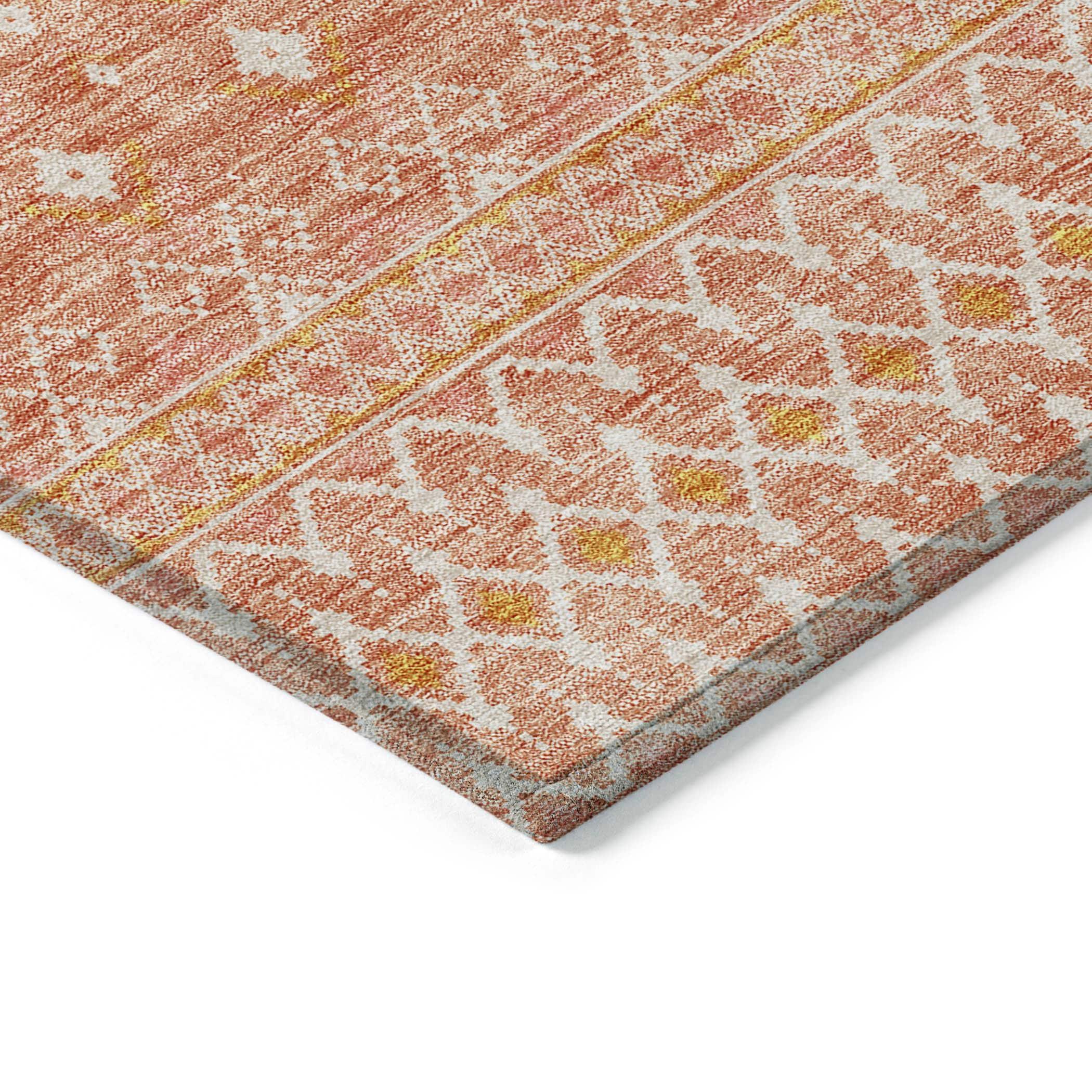 Salmon Round 8' Flat Woven Washable Synthetic Rug