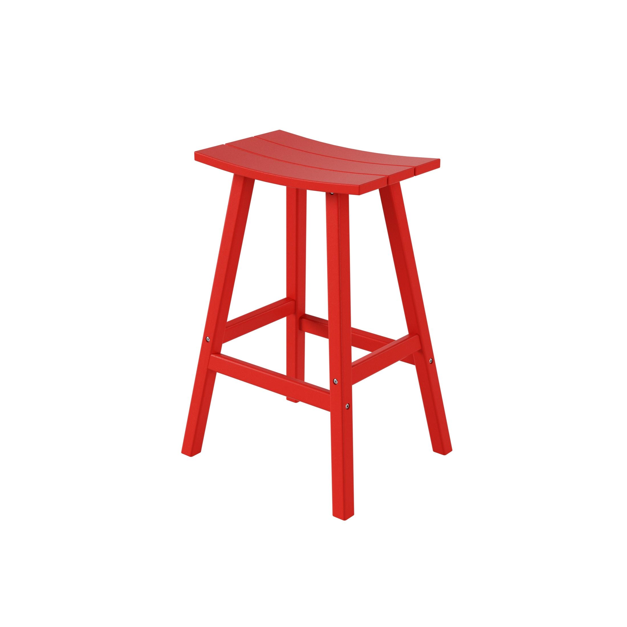 Polytrends  Laguna Hdpe All Weather Outdoor Patio 29" Saddle Seat Bar Stool Red Glam