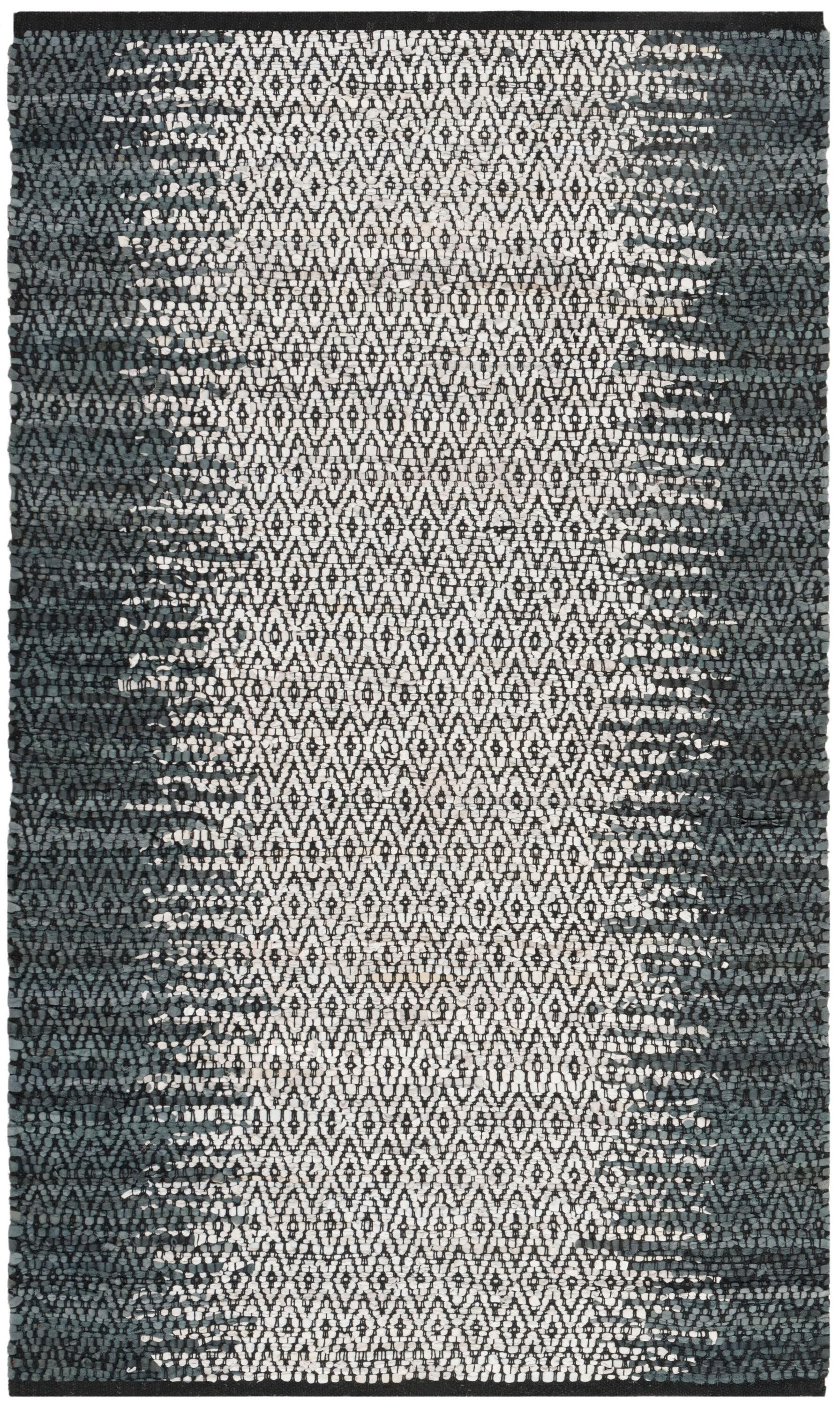 Vintage Leather VTL101 Hand Woven Indoor Accent Rug - Grey/Cream - 3'x5' - Safavieh