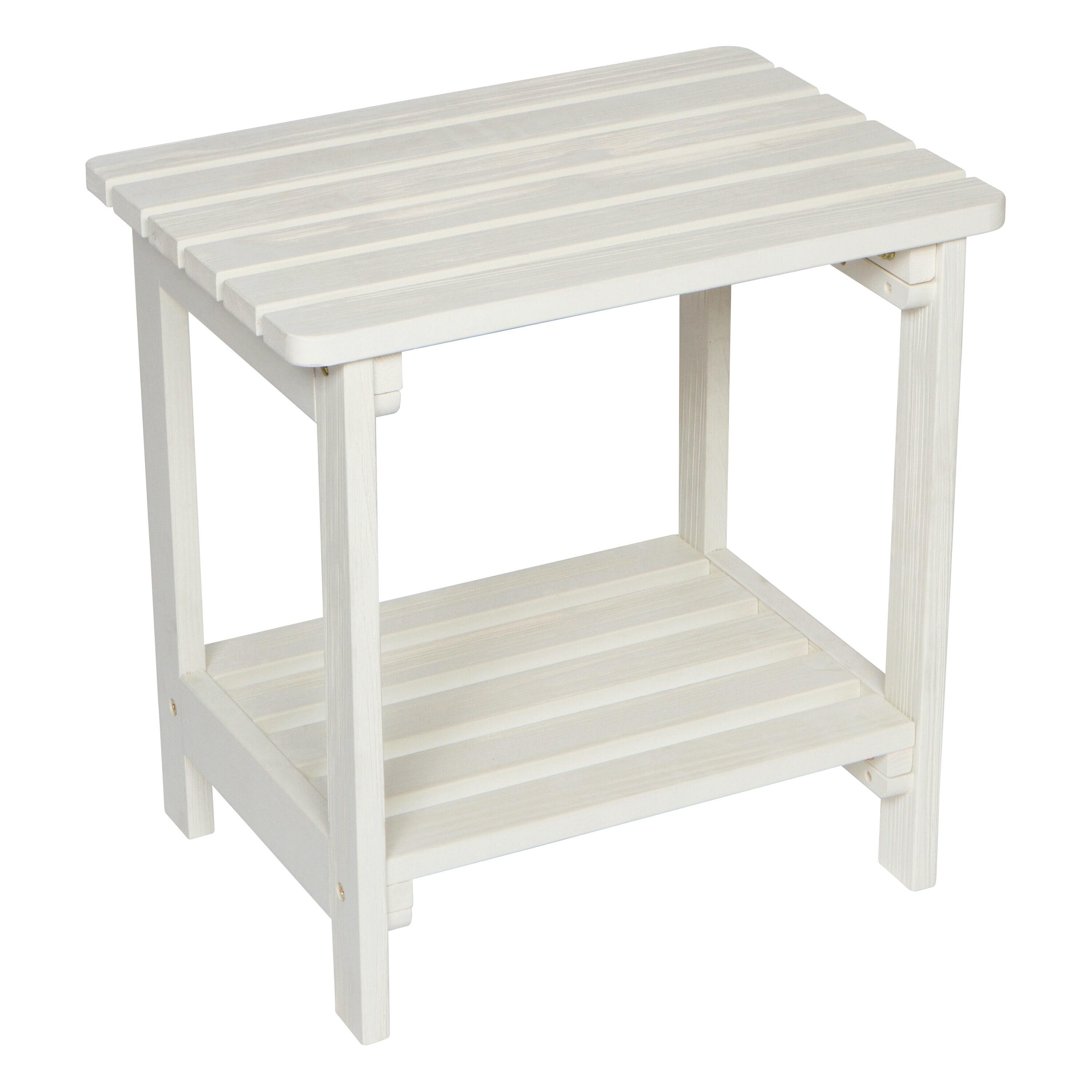 Shine Company Rectangular Traditional Wooden Indoor/Outdoor Side Table in White