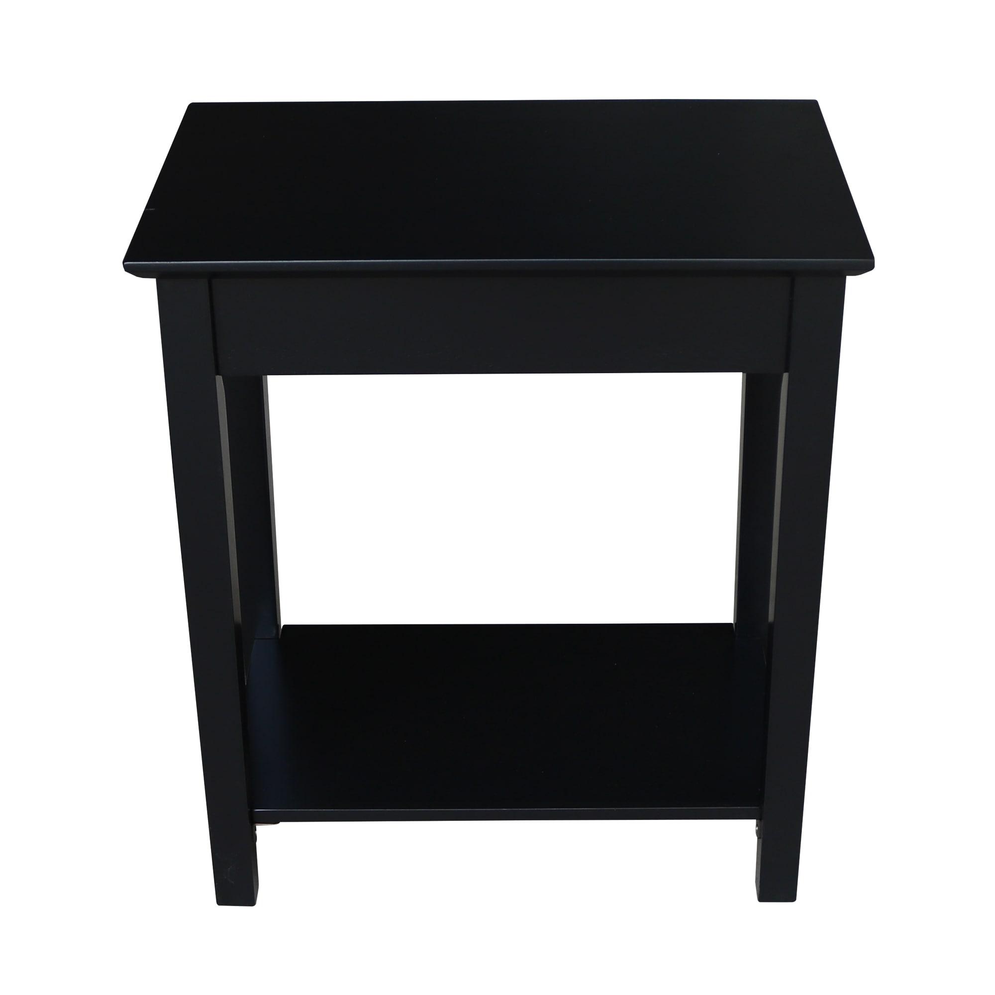 International Concepts Narrow End Table Black: Sleek Design with Drawer & Fixed Shelf for Living Room