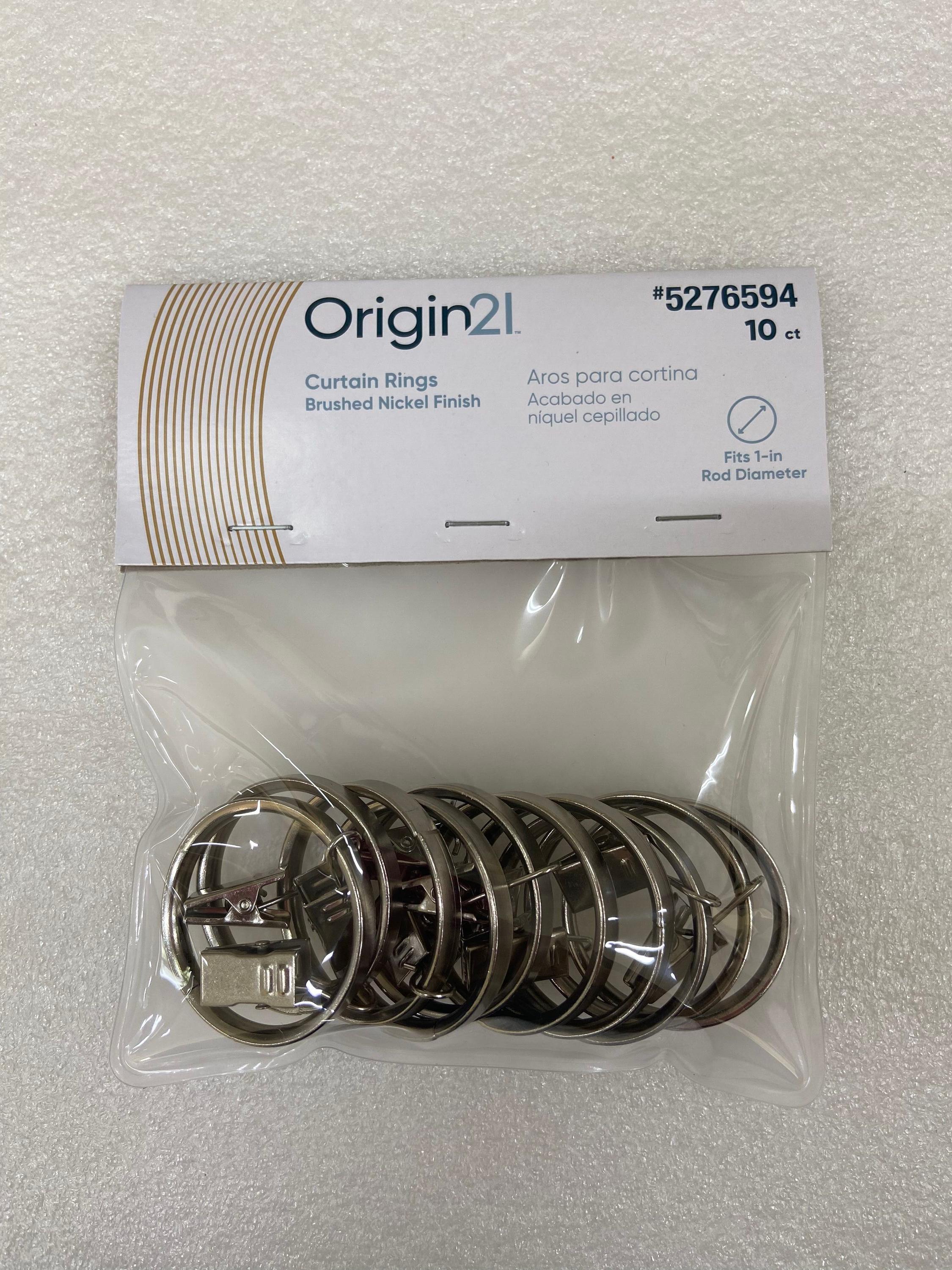 Rod Desyne 10 Curtain Rings With Clips 1-3 By 8 Inch I.D