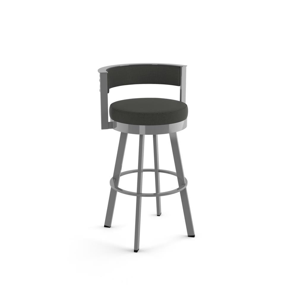 Amisco Browser 30 In. Swivel Bar Stool - Charcoal Grey Polyester / Metallic Grey Metal