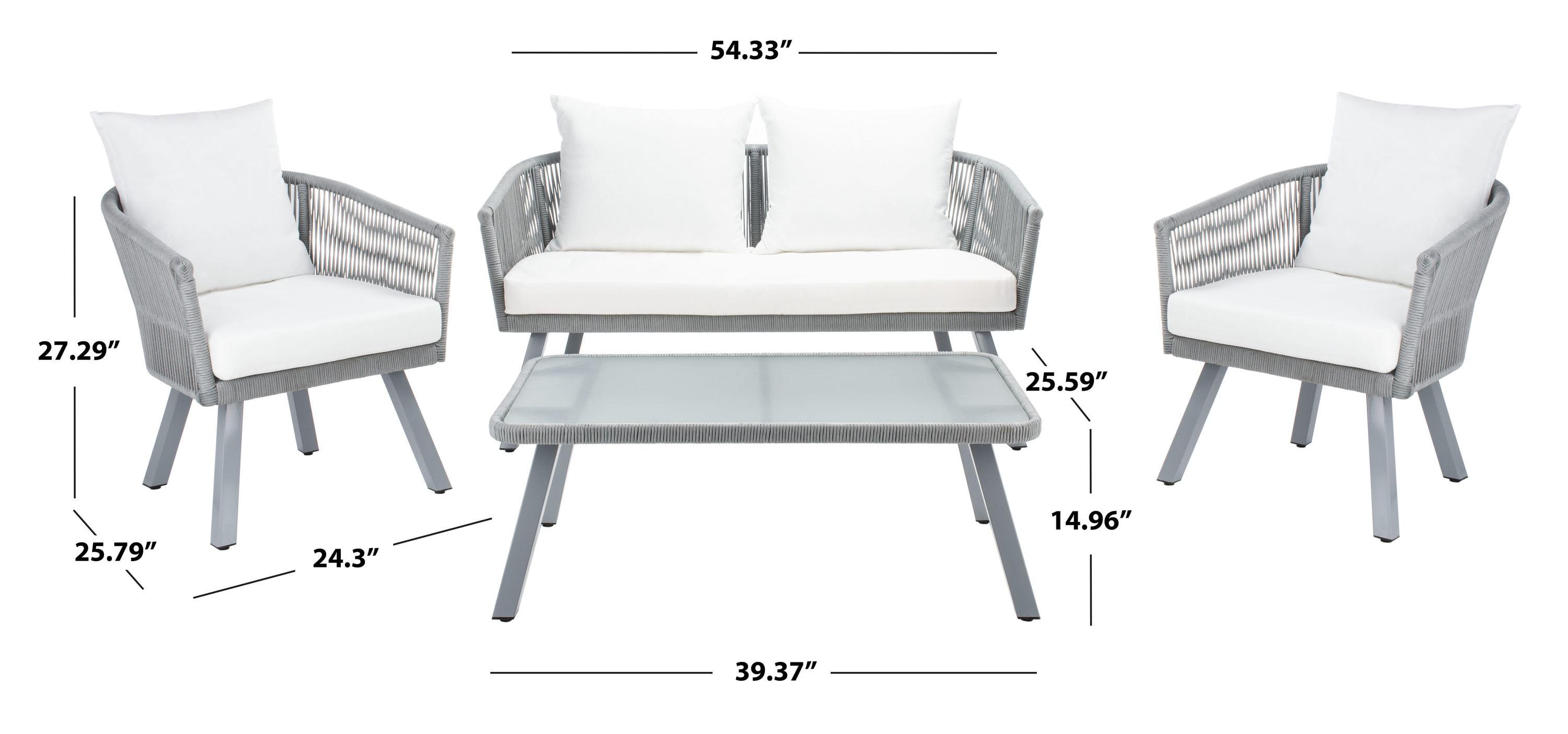 Belmi 4 Piece Rope Living Set - Indoor/Outdoor - PAT7517 - Grey/Beige - Safavieh