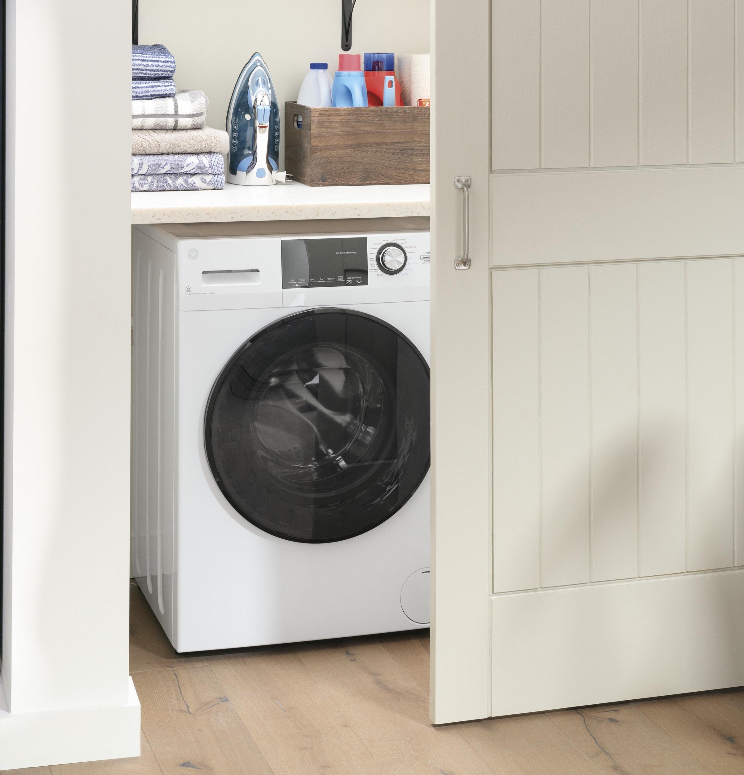 GE Appliances All-In-One Combo Unit with 2.4 Cubic Feet Front Load Washer and 2.4 Cubic Feet Electric Dryer