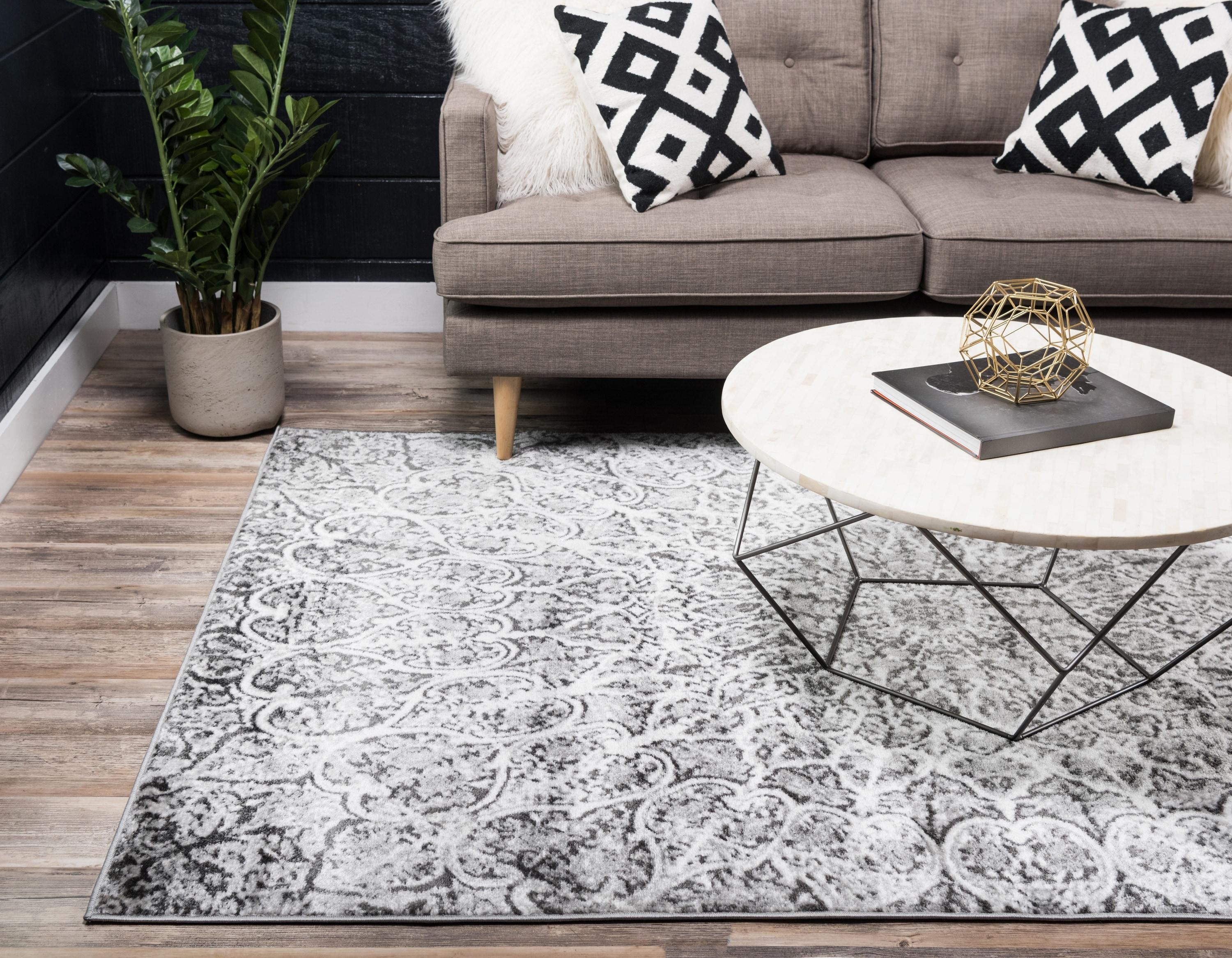 Unique Loom 4' 0 x 6' 0 Sofia Grace Dark Gray Area Rug