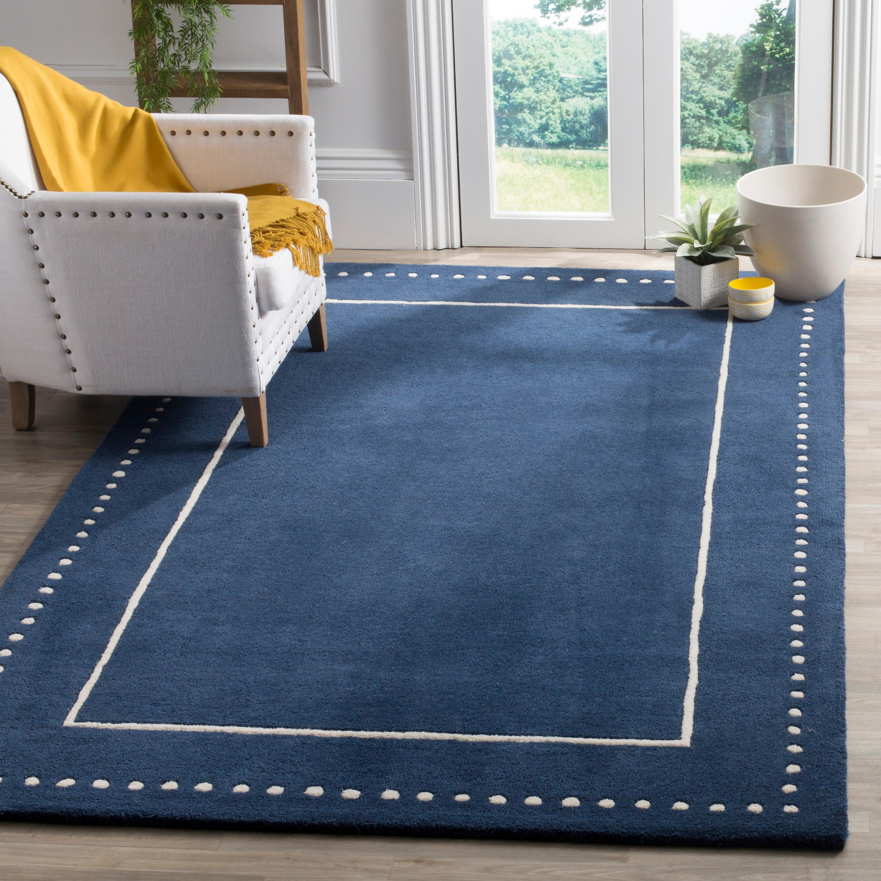 Bella BEL151 Hand Tufted Area Rug - Navy Blue/Ivory - 4'x6' - Safavieh.