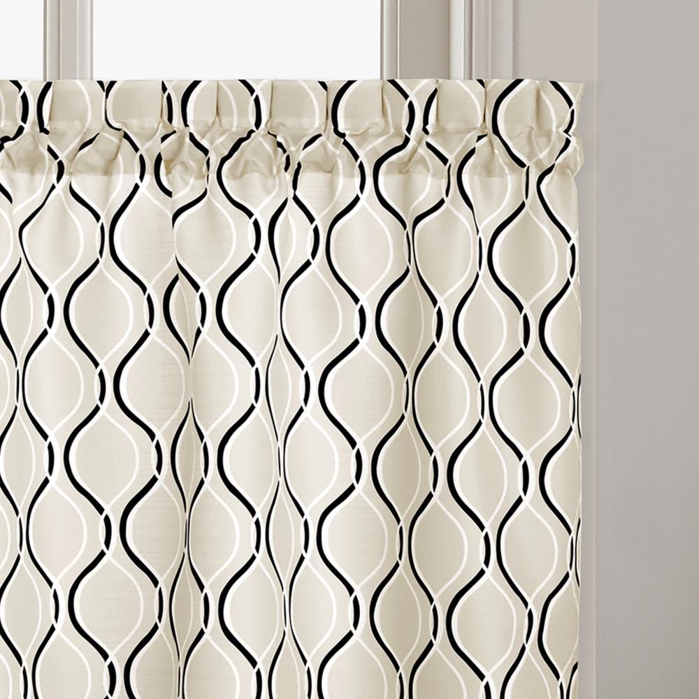 CHF Morocco Polyester Light Filtering Rod Pocket Curtain Tier Pair, Black, 58"x36", Adult
