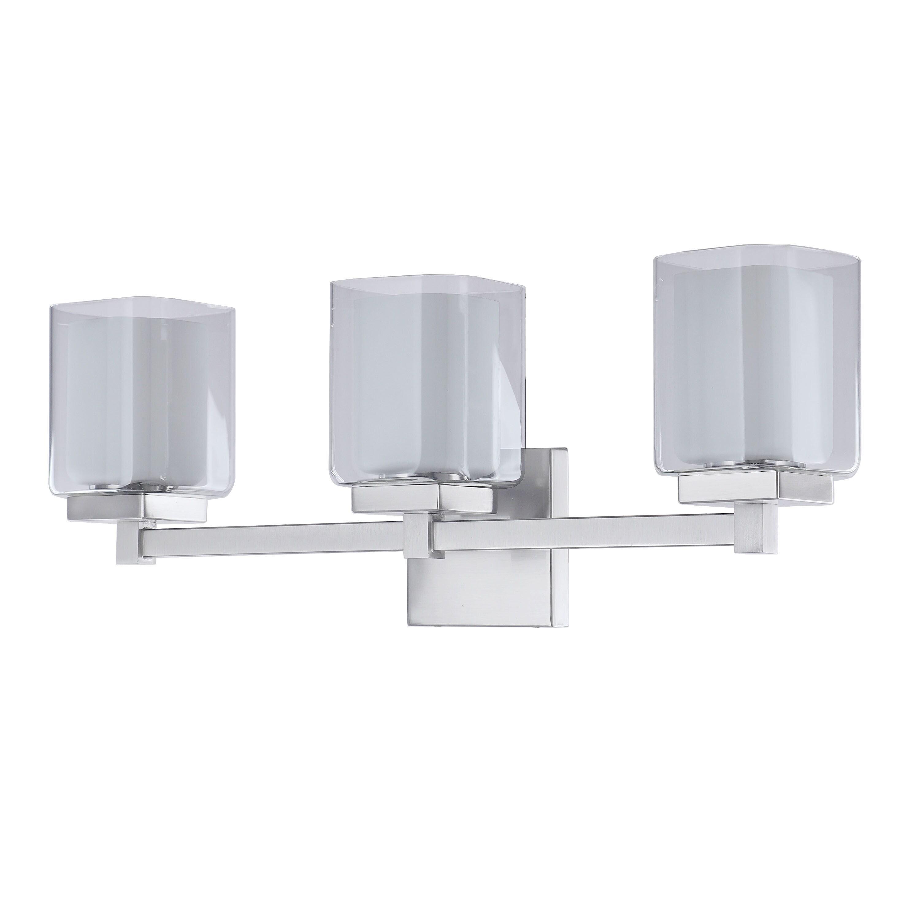 Aspen Creative 62327, Bathroom Vanity 3 Lights Fixture 24"W x 9"H x 5-3/4"E. Satin Nickel Finish, Bulb Not Included