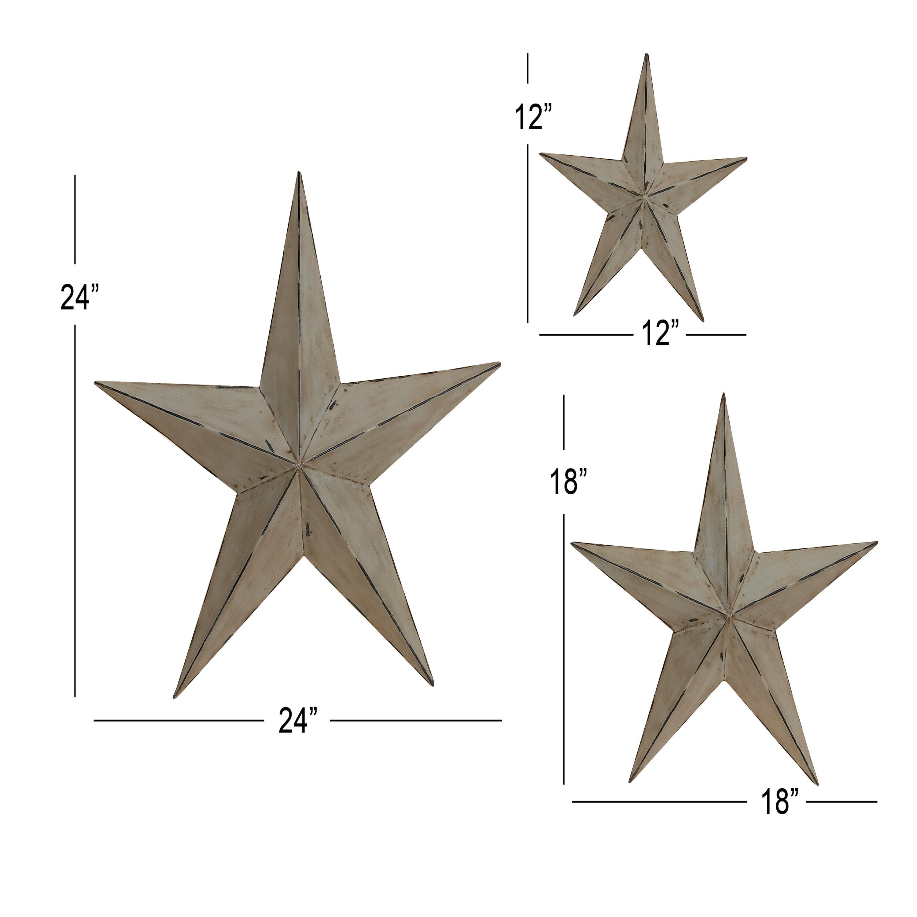 Olivia & May Set of 3 Metal Stars Indoor Outdoor Wall Decors Light Brown : Iron Frame, Farmhouse Style, Vertical Orientation