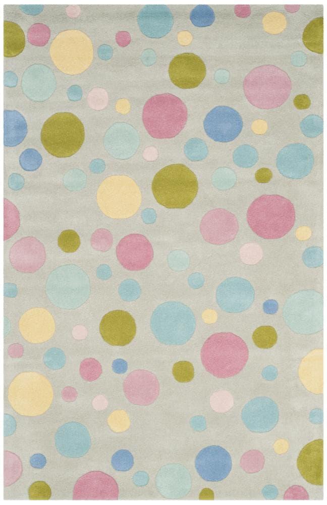 SAFAVIEH Soho Dots Polka Dots Wool Area Rug, Grey/Multi, 5' x 8'