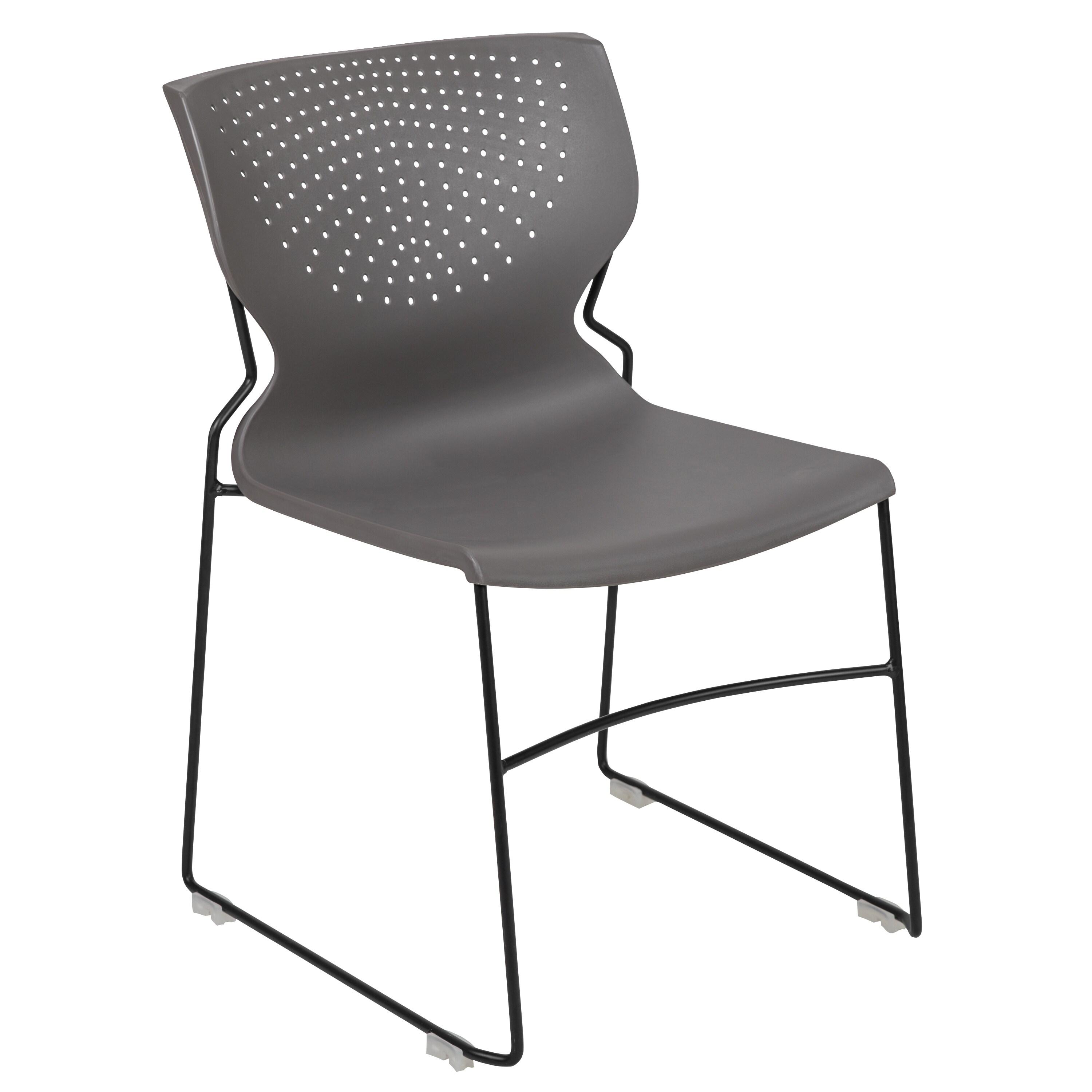 Flash Furniture HERCULES Series 5 Pack 661 lb. Capacity Gray Full Back Stack Chair with Black Powder Coated Frame