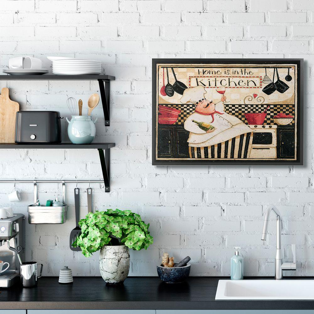 Stupell Industries Home is in the Kitchen with Happy Chef Illustration Designed by Dan DiPaolo