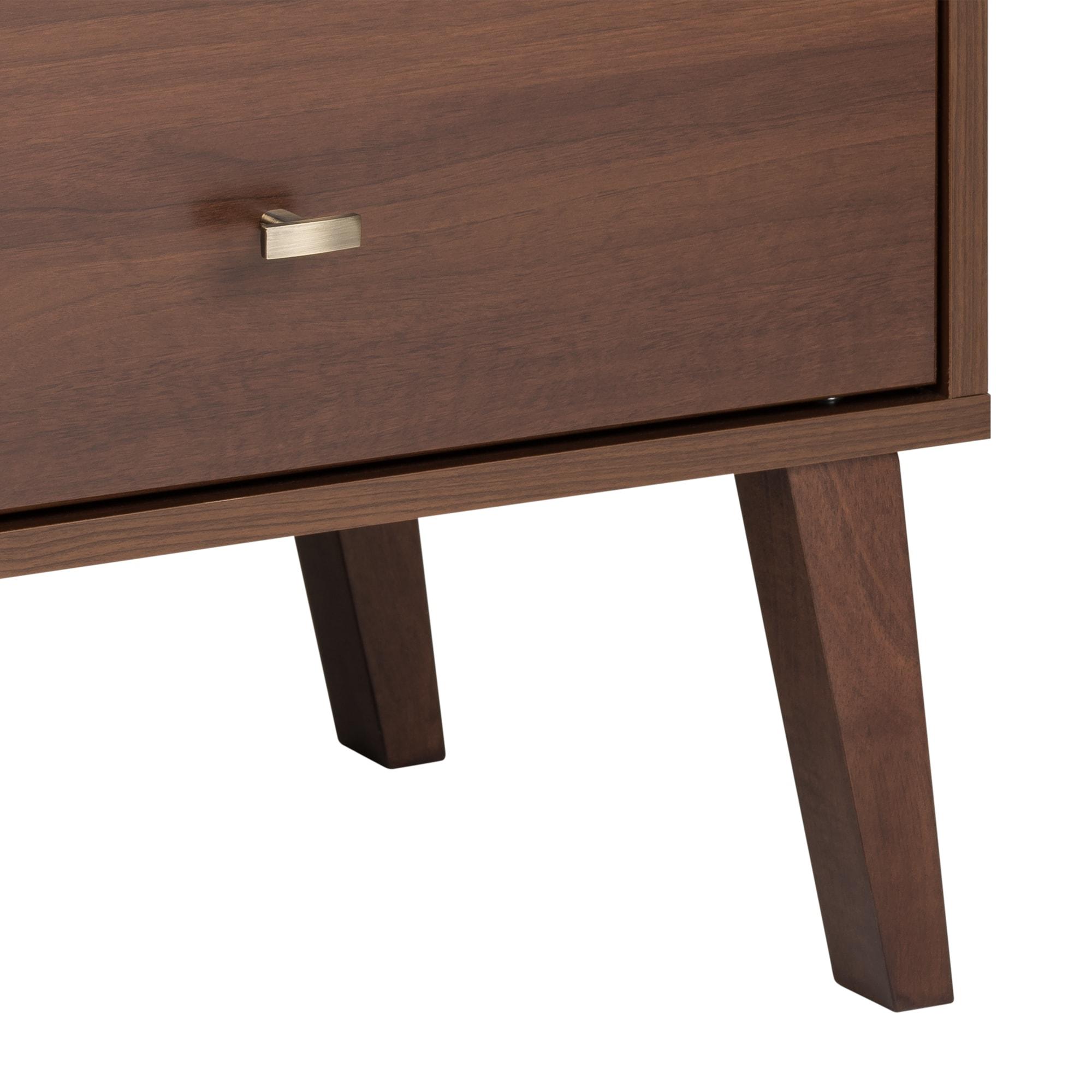 Prepac Milo Mid-Century Modern 2 Drawers Tall Nightstand with Shelf Cherry: Laminated, MDF, Metal Hardware