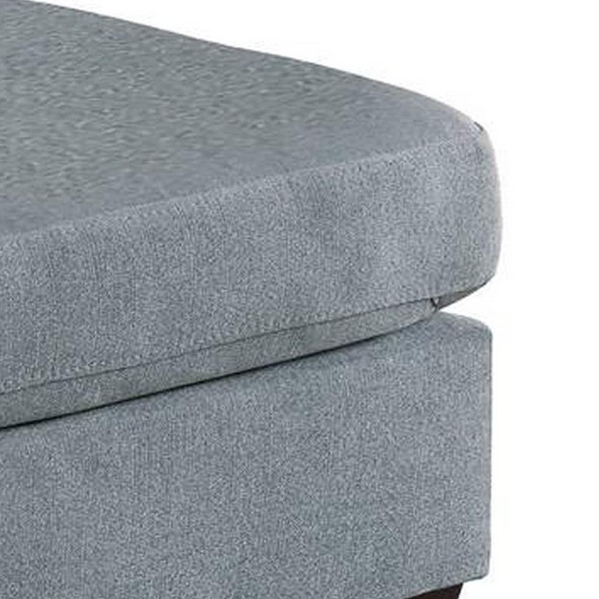 Homestock Natural Beauty Square Ottoman with Gray Linen Upholstery, Plush Foam Seat, Block Legs, 32"L x 26"W x 19"H, Modern Design for Living Room or Bedroom